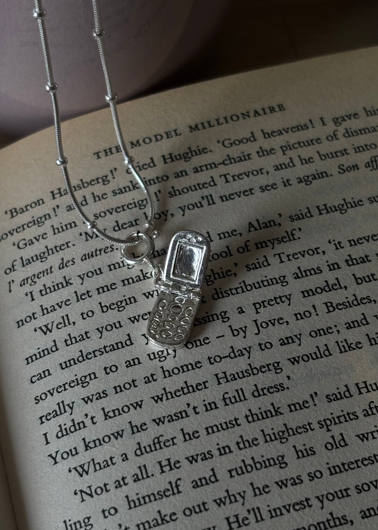 925 Sterling Silver Flip Mobile Phone Pendant Charm