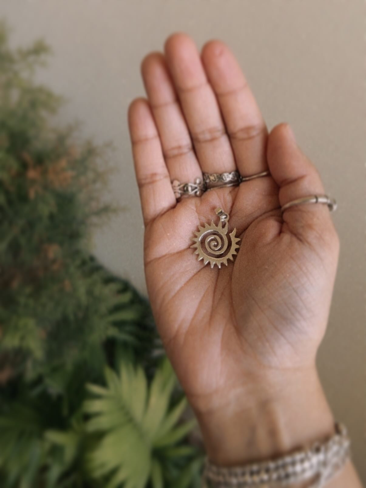 925 sterling silver spiral sun charm pendant artisan crafted  
