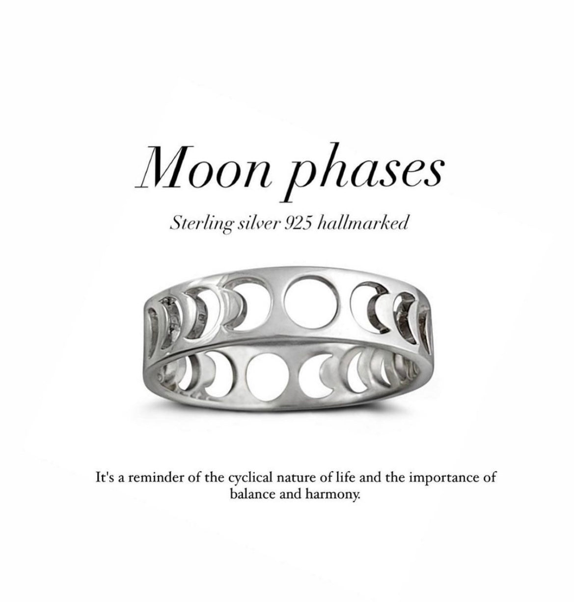 Moon Phases Silver Ring