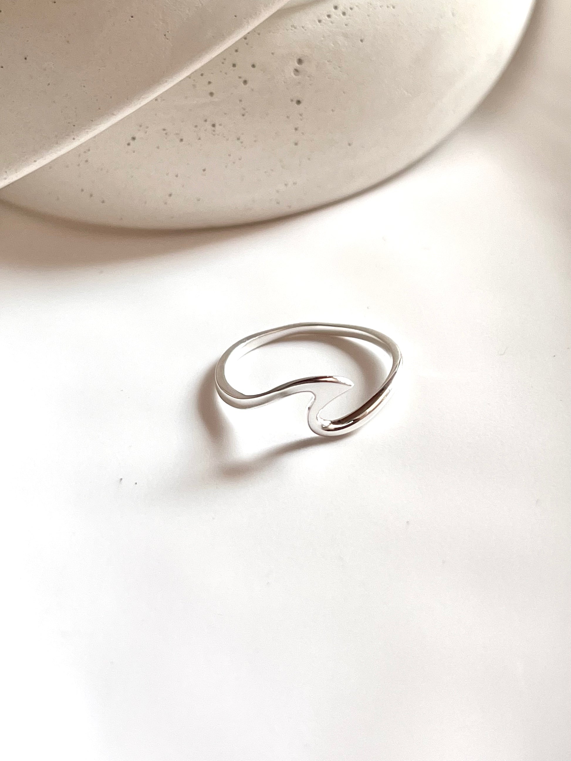 Sterling silver ring with wave pattern