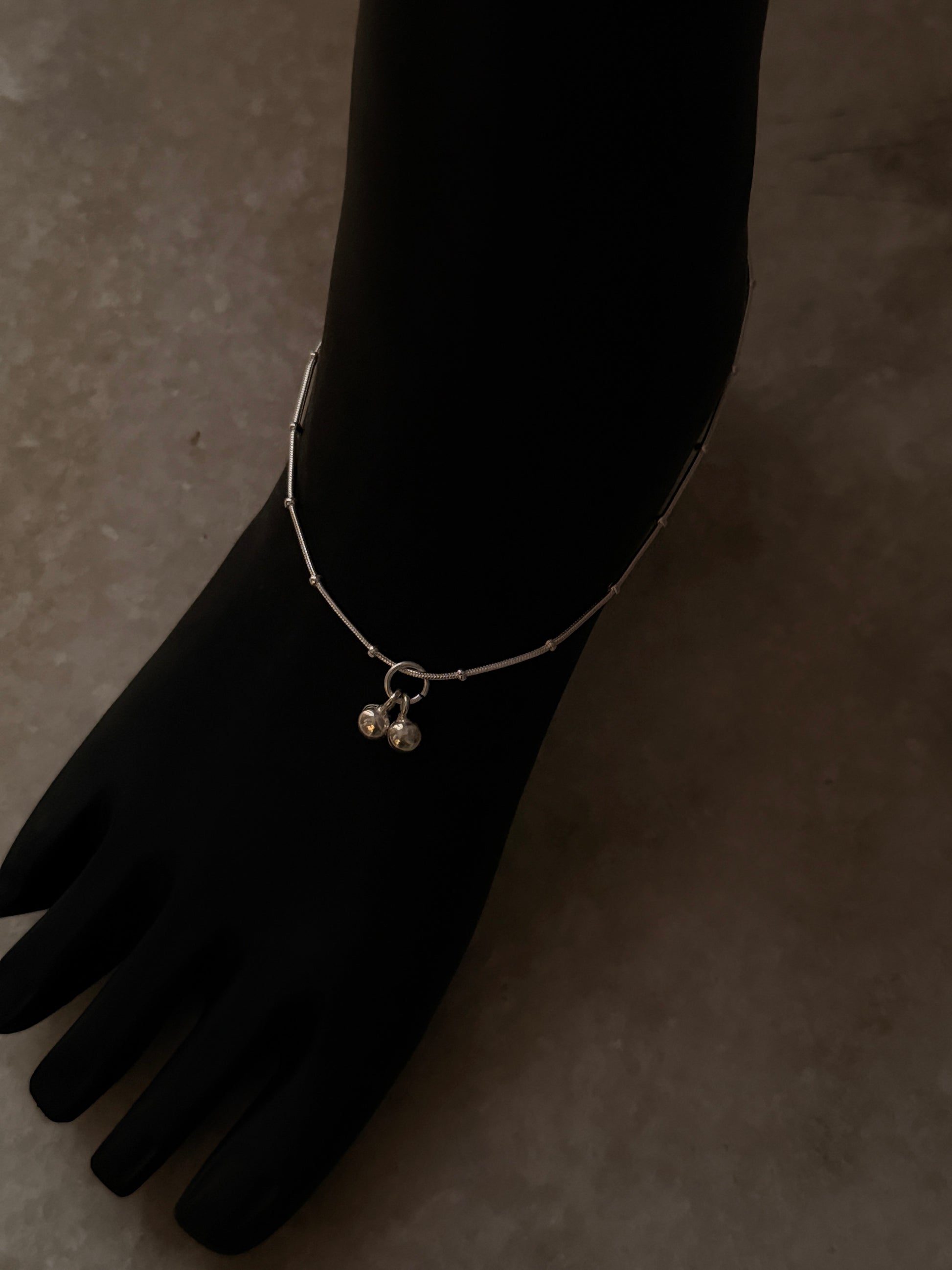 Pure 925 silver anklet with snake dot pattern