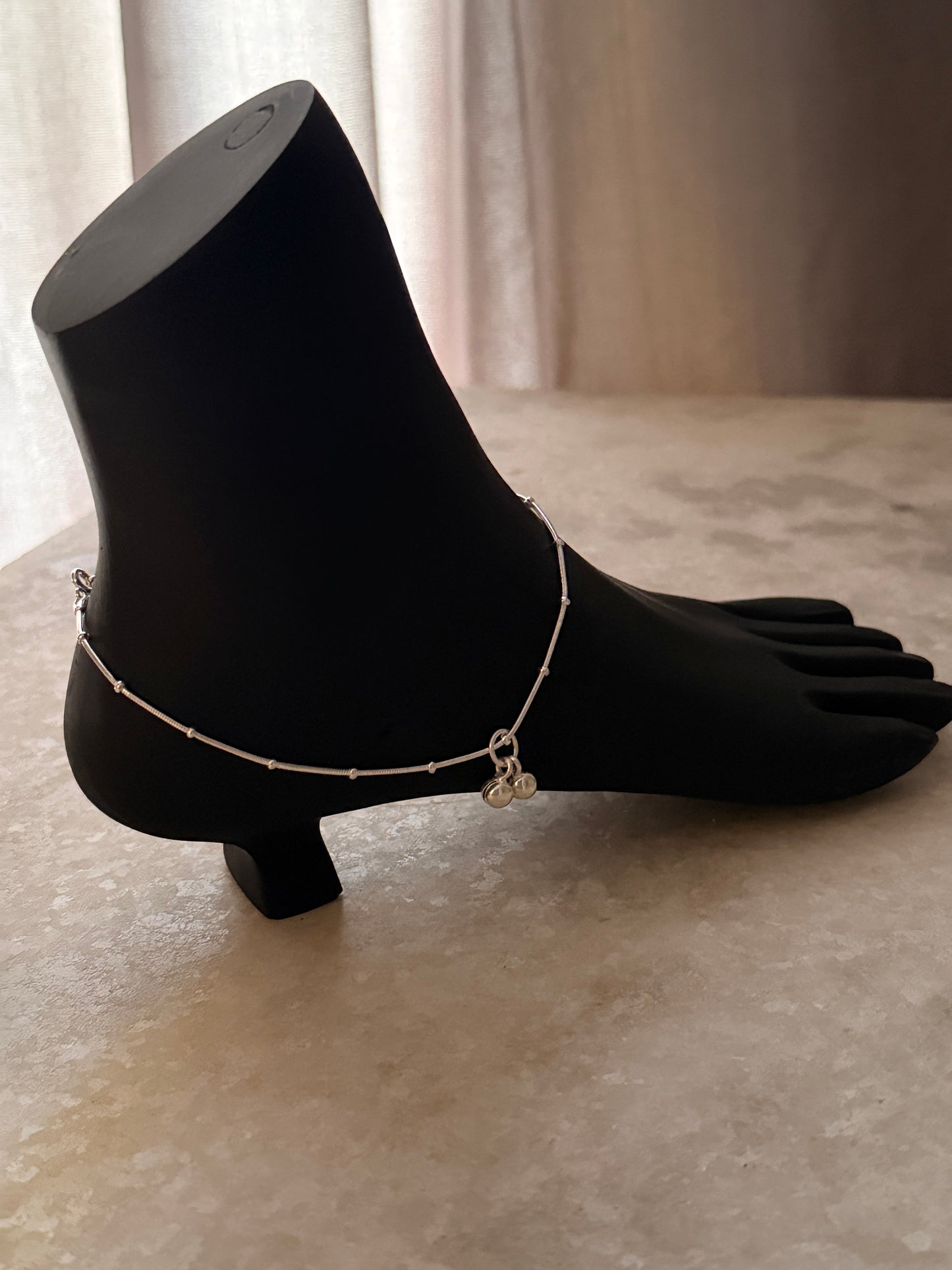 Timeless handcrafted snake dot 925 sterling silver anklet