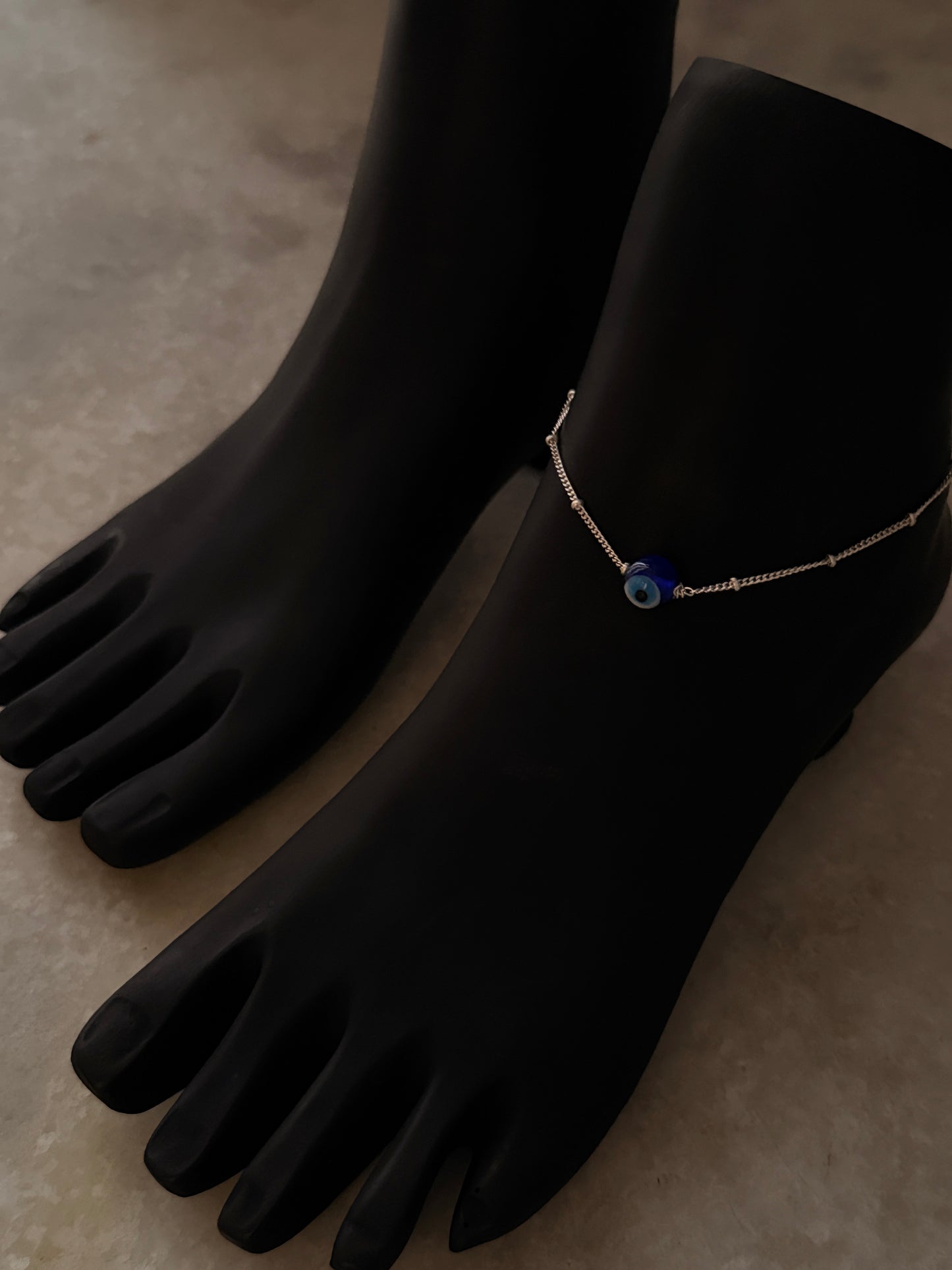 Elegant evil eye chain anklet in 925 sterling silver