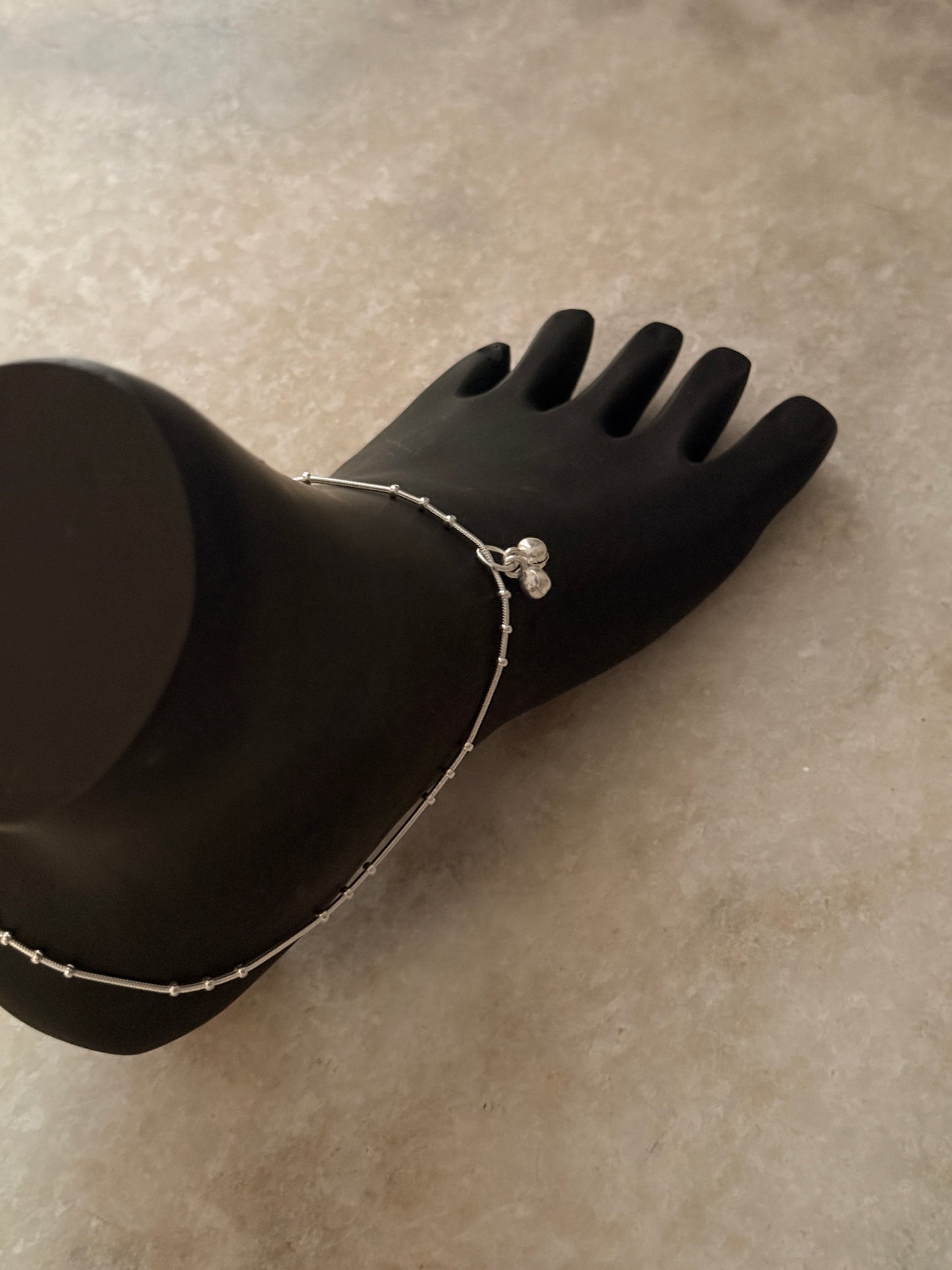 Polished sterling silver snake dot anklet for elegant style  