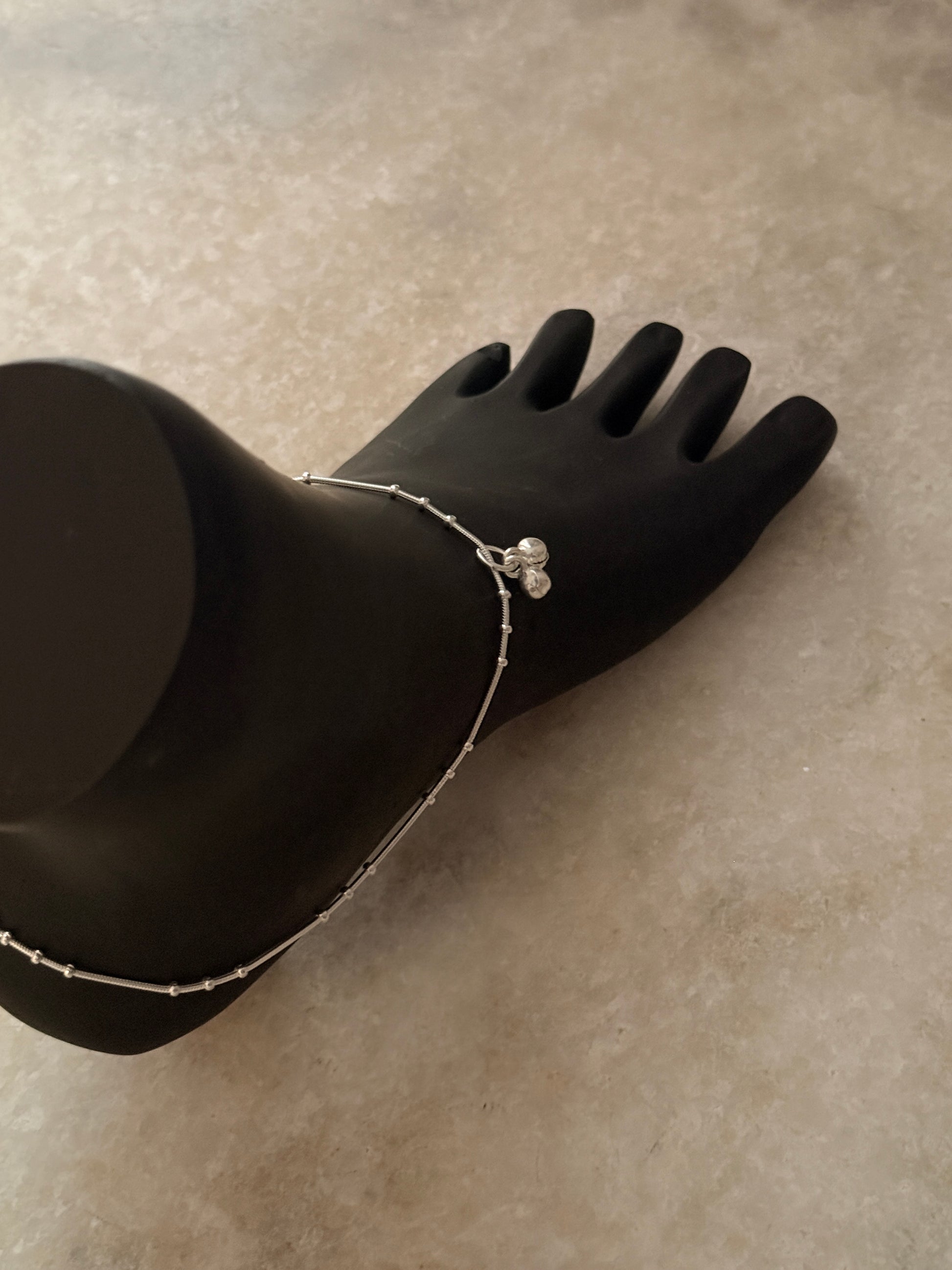 Polished sterling silver snake dot anklet for elegant style  