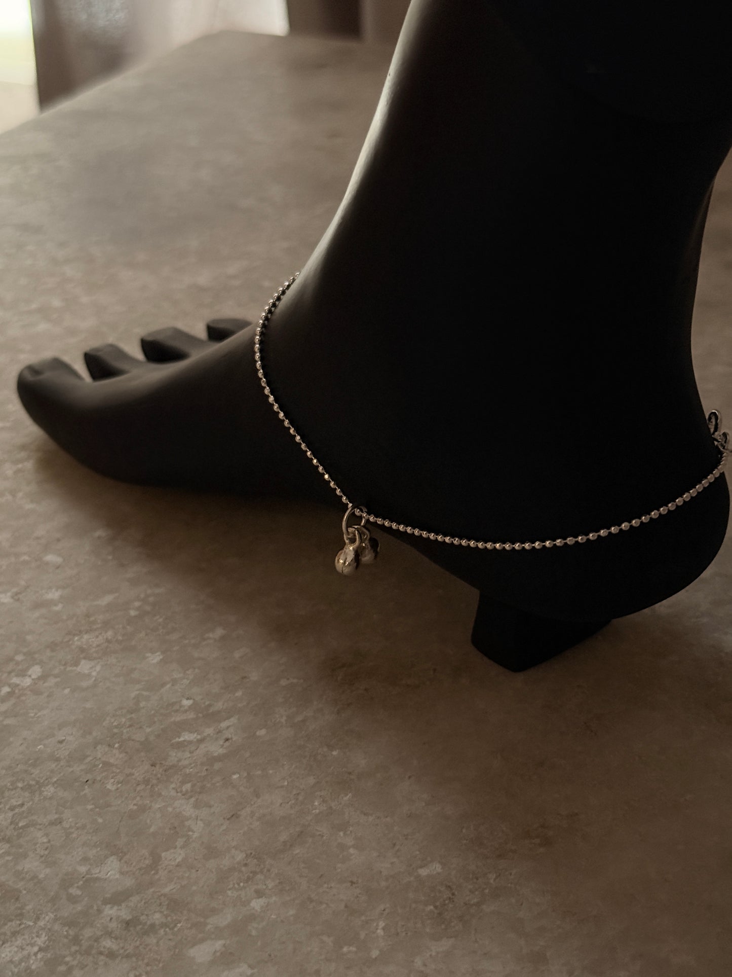 Elegant shiny dot anklet crafted in pure sterling silver  