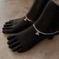 Classic flat link chain anklet crafted in sterling silver
