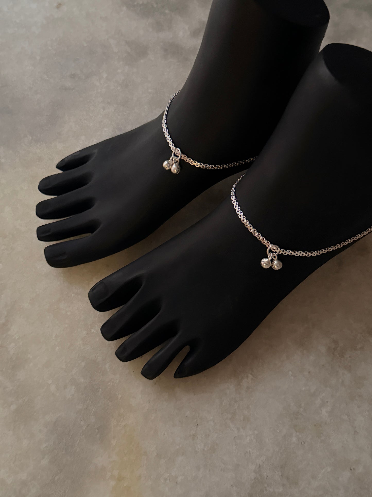  925 sterling silver double link chain anklet for women