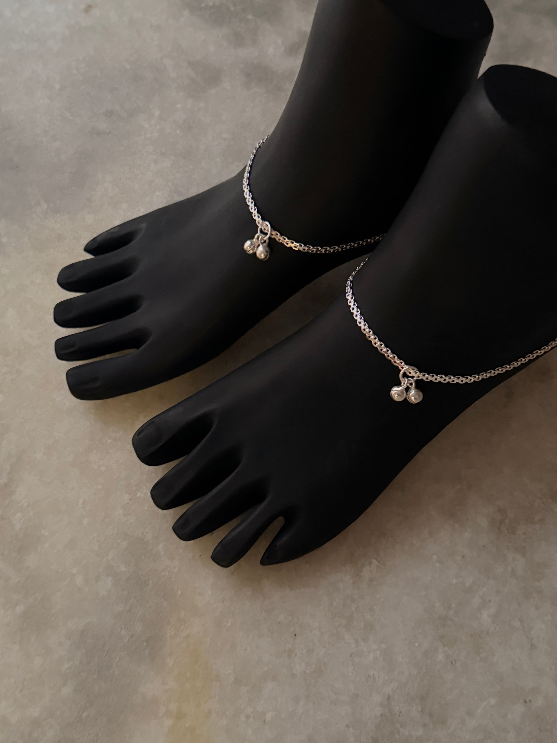 925 sterling silver double link chain anklet for women