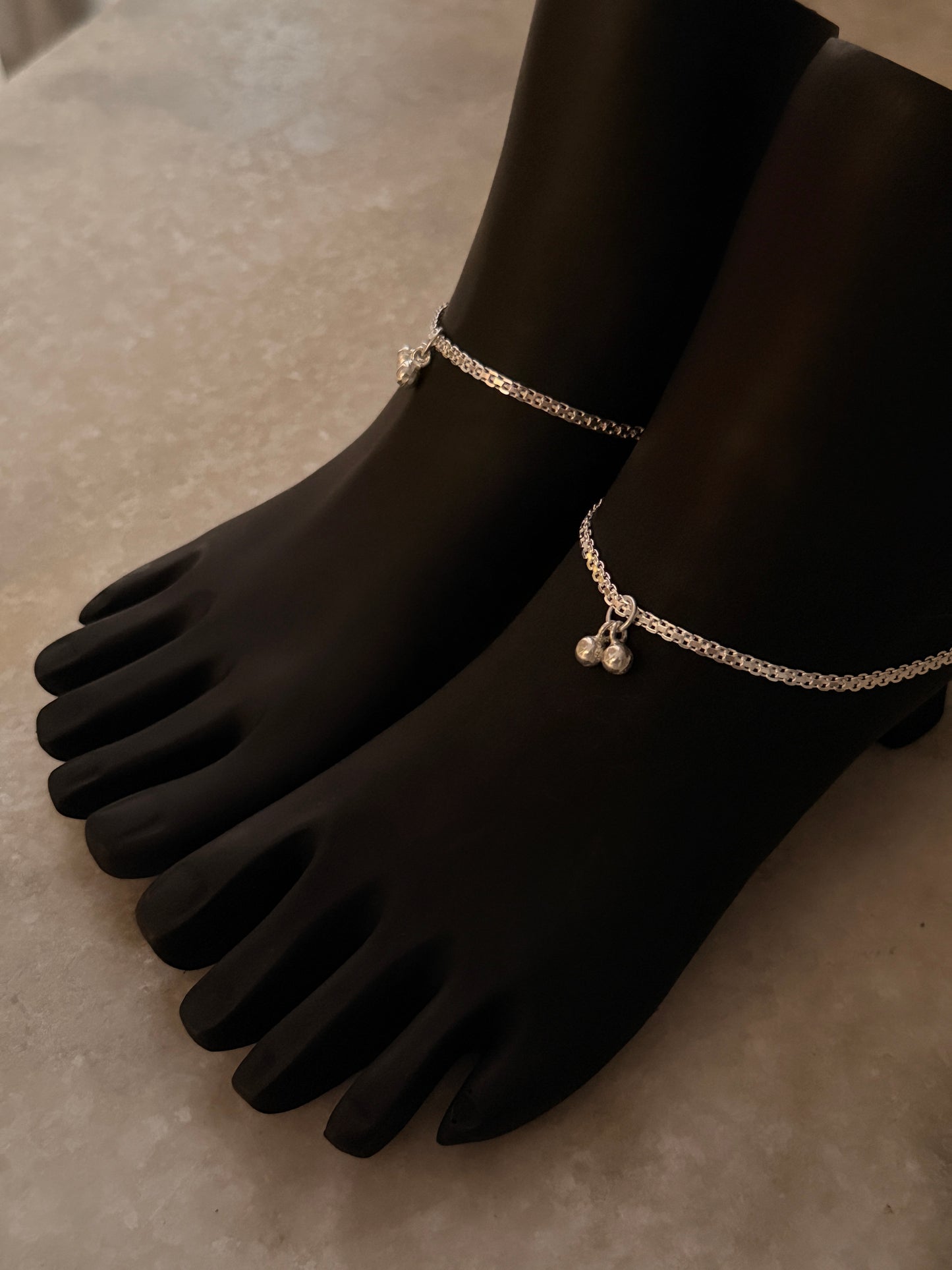 925 sterling silver double link chain anklet for women