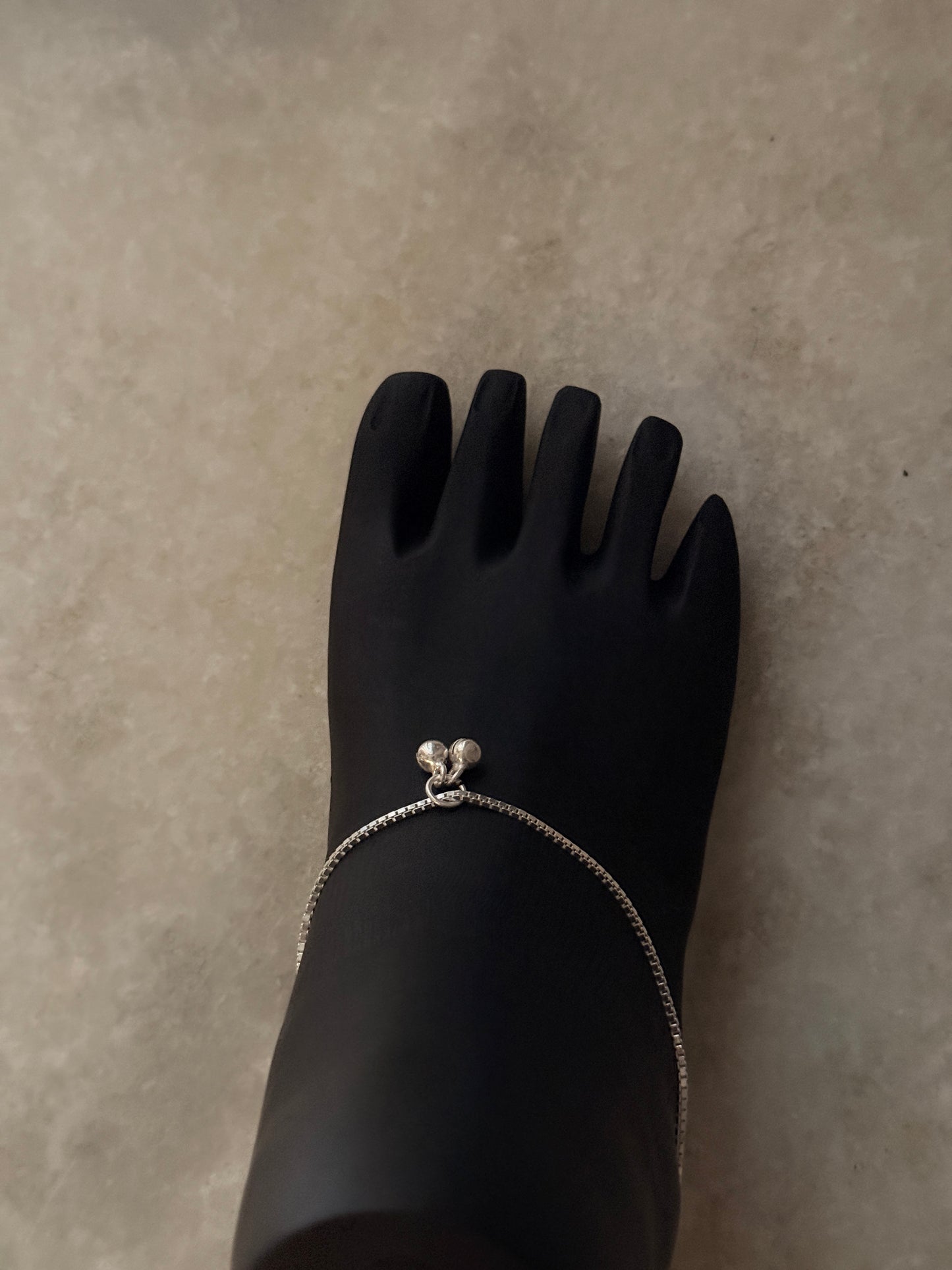 Classic medium box chain anklet in sterling silver  
