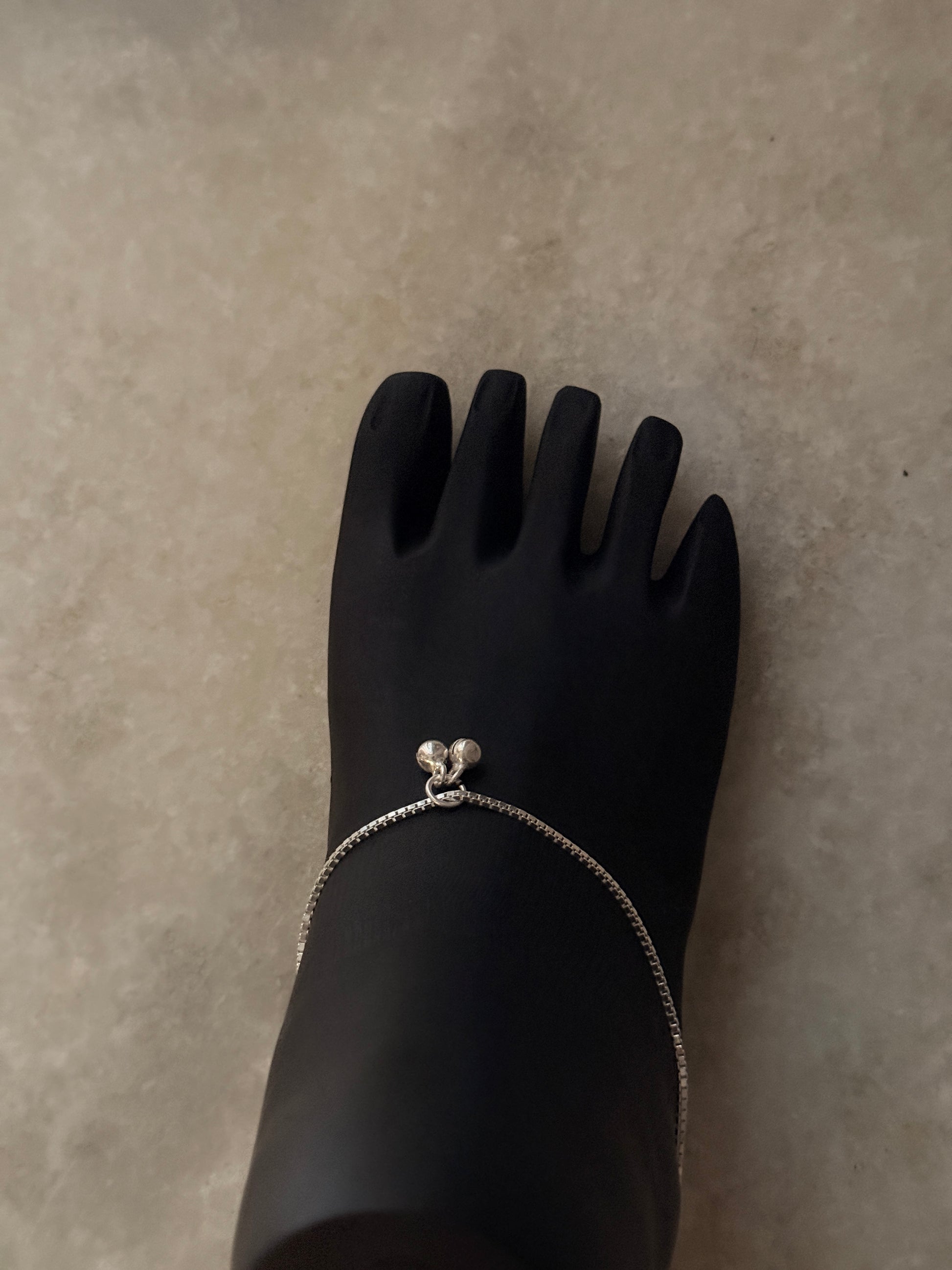 Classic medium box chain anklet in sterling silver  