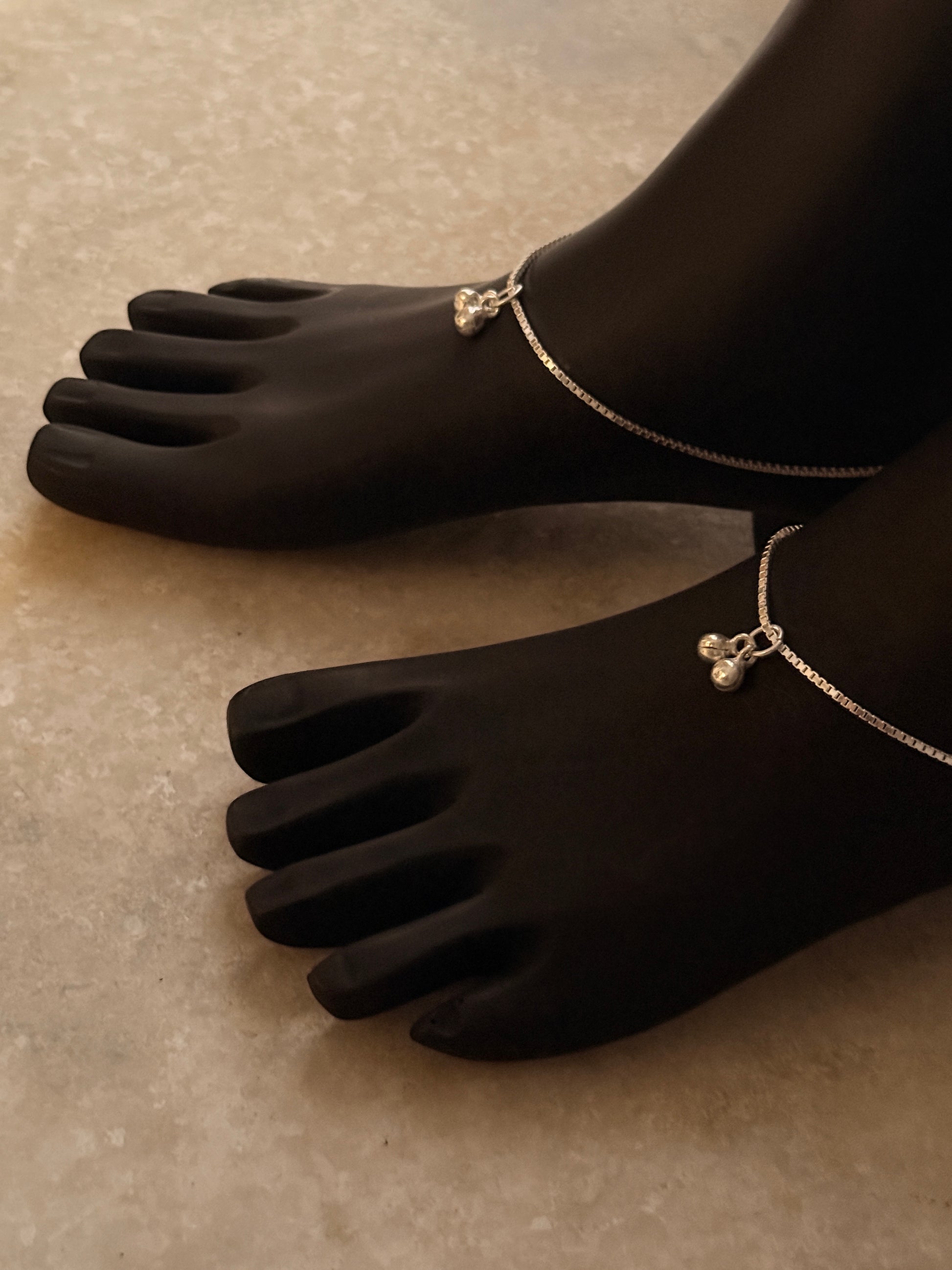 Elegant medium box link sterling silver anklet for women  