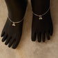 Polished medium box chain anklet for casual style