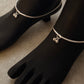Contemporary chunky silver anklet with flat snake design