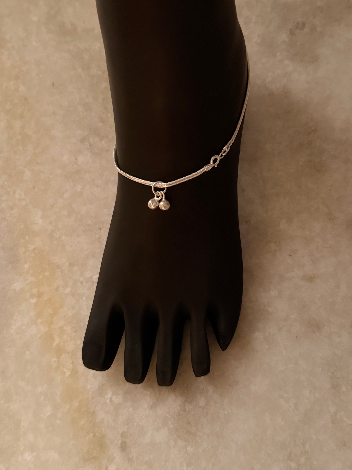 Heavy flat silver anklet for modern everyday style  