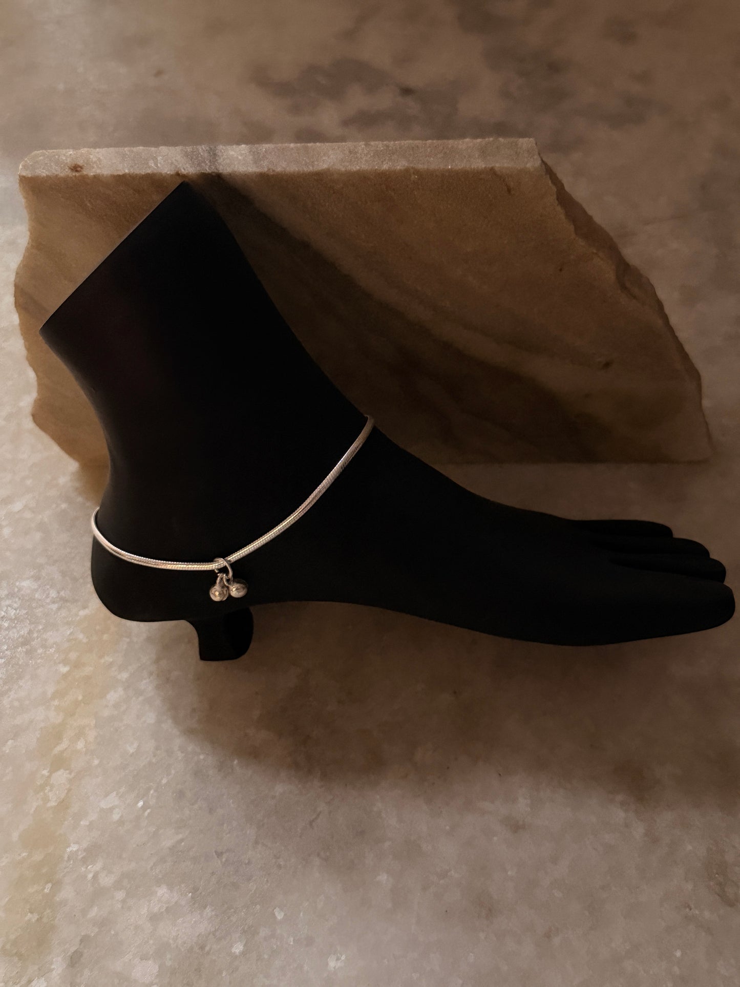 Stylish daily wear sterling silver snake chain anklet