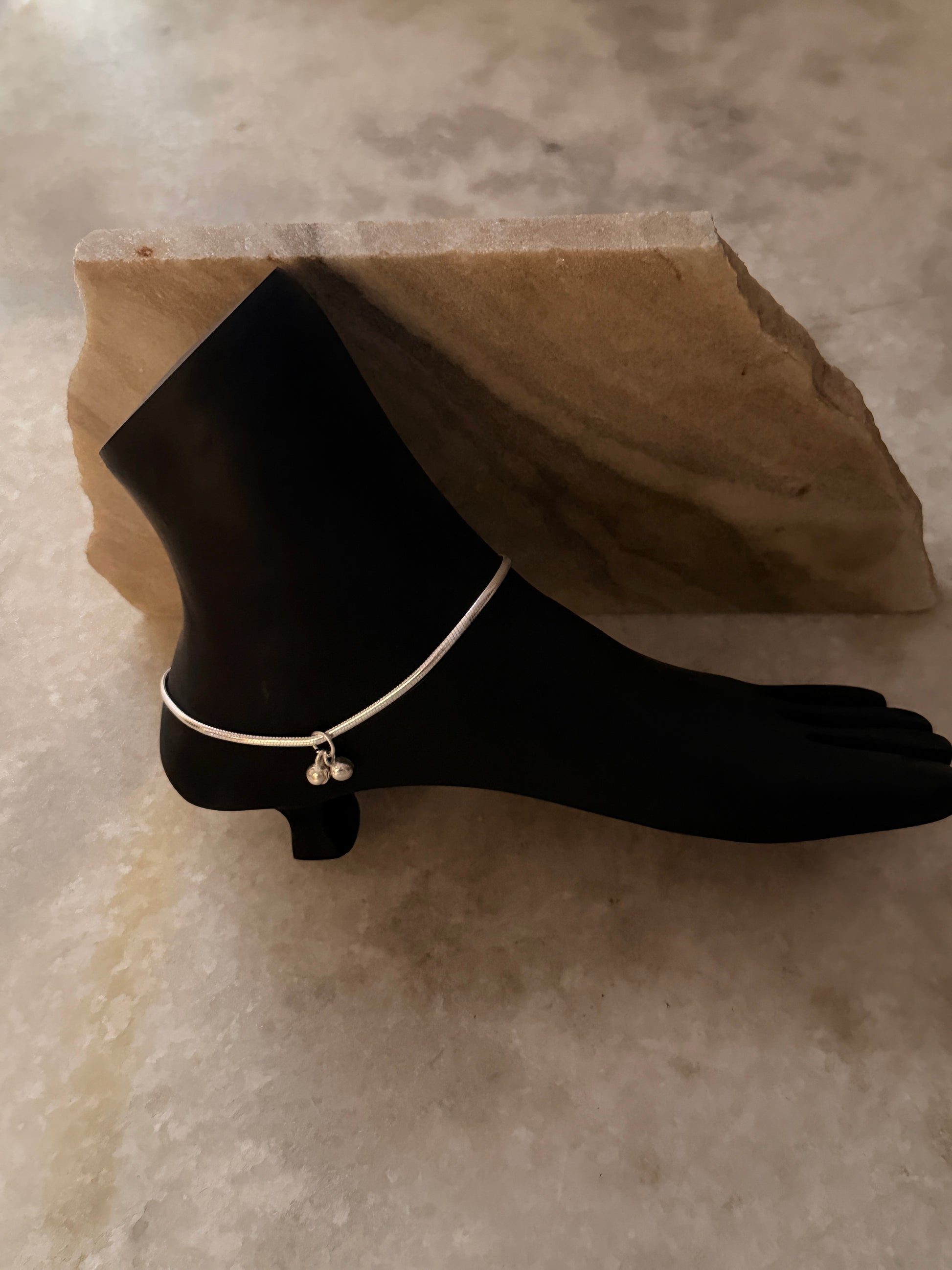 Polished chunky snake chain anklet in 925 sterling silver