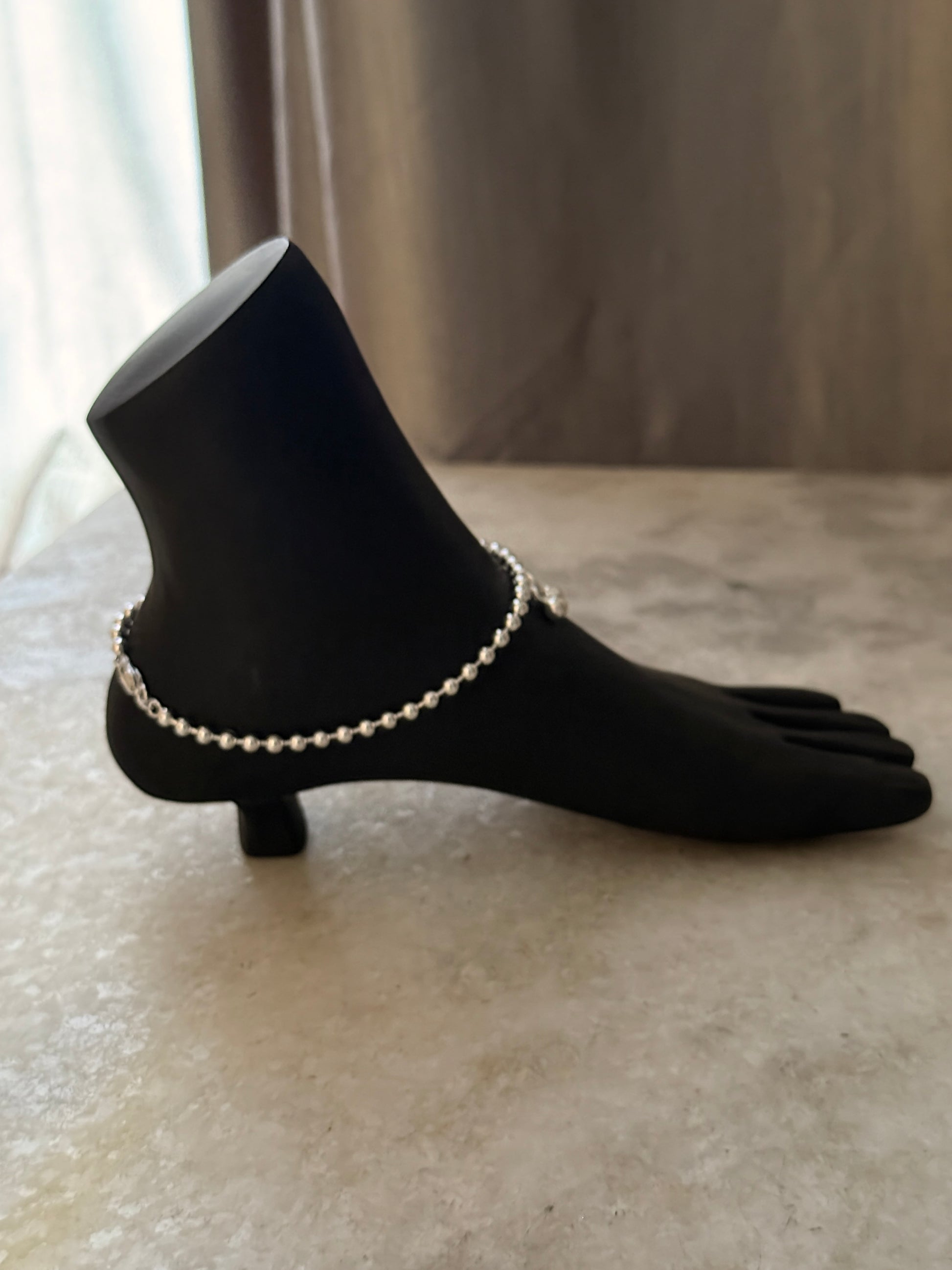 Handcrafted tribal chunky balls silver anklet for women  