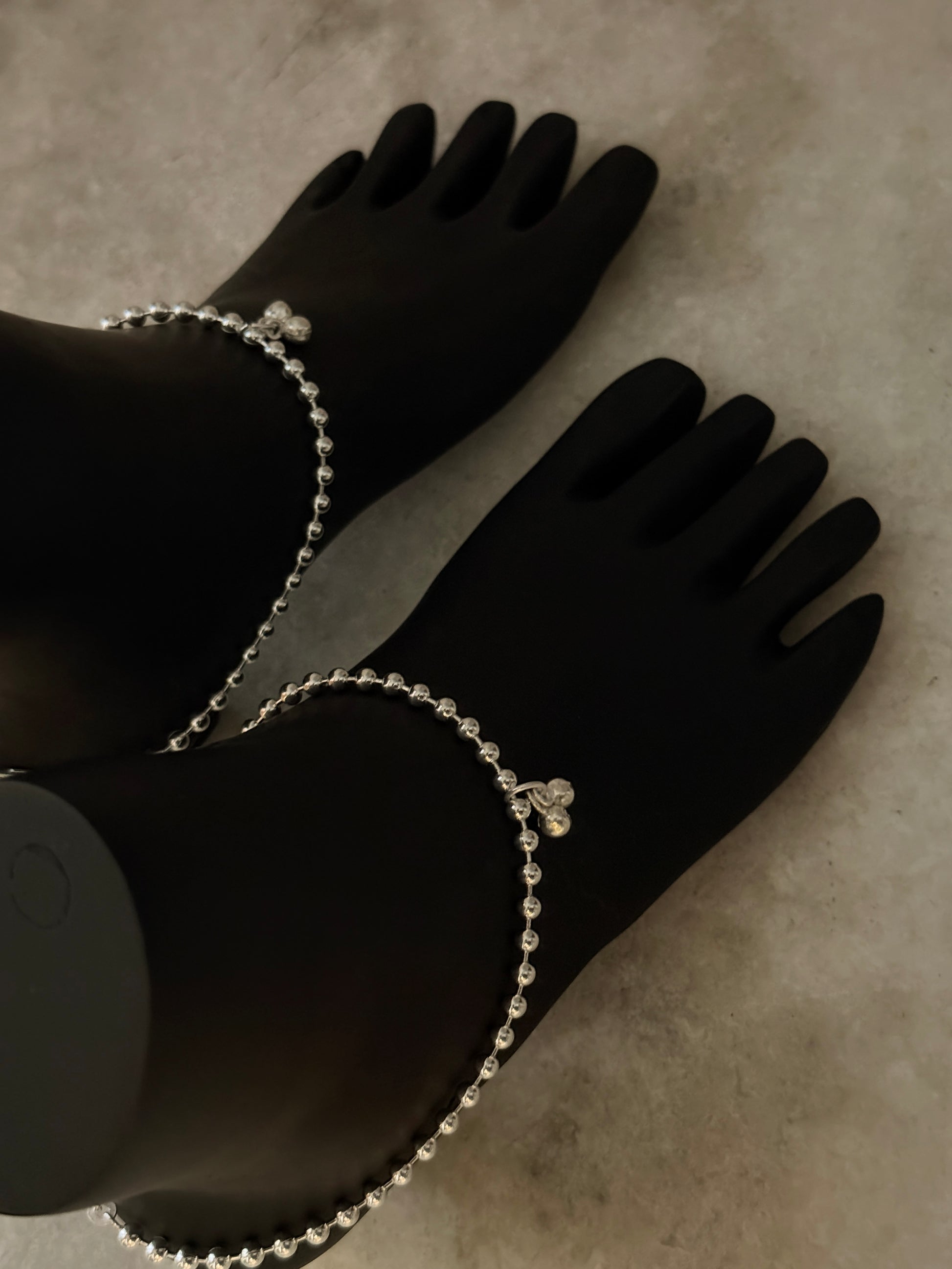 925 sterling silver statement anklet with tribal beads