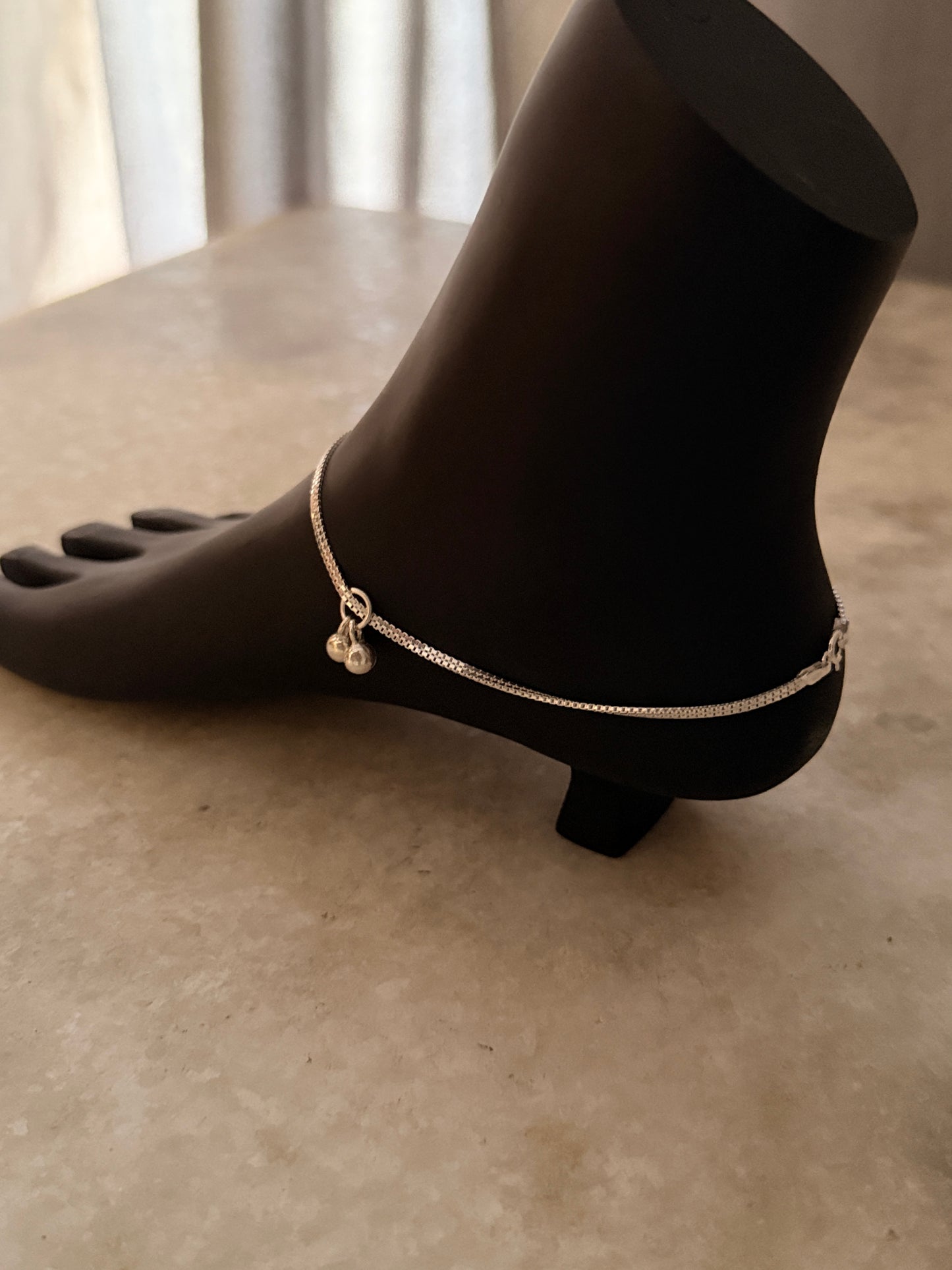 Thin flat 925 silver anklet for everyday wear