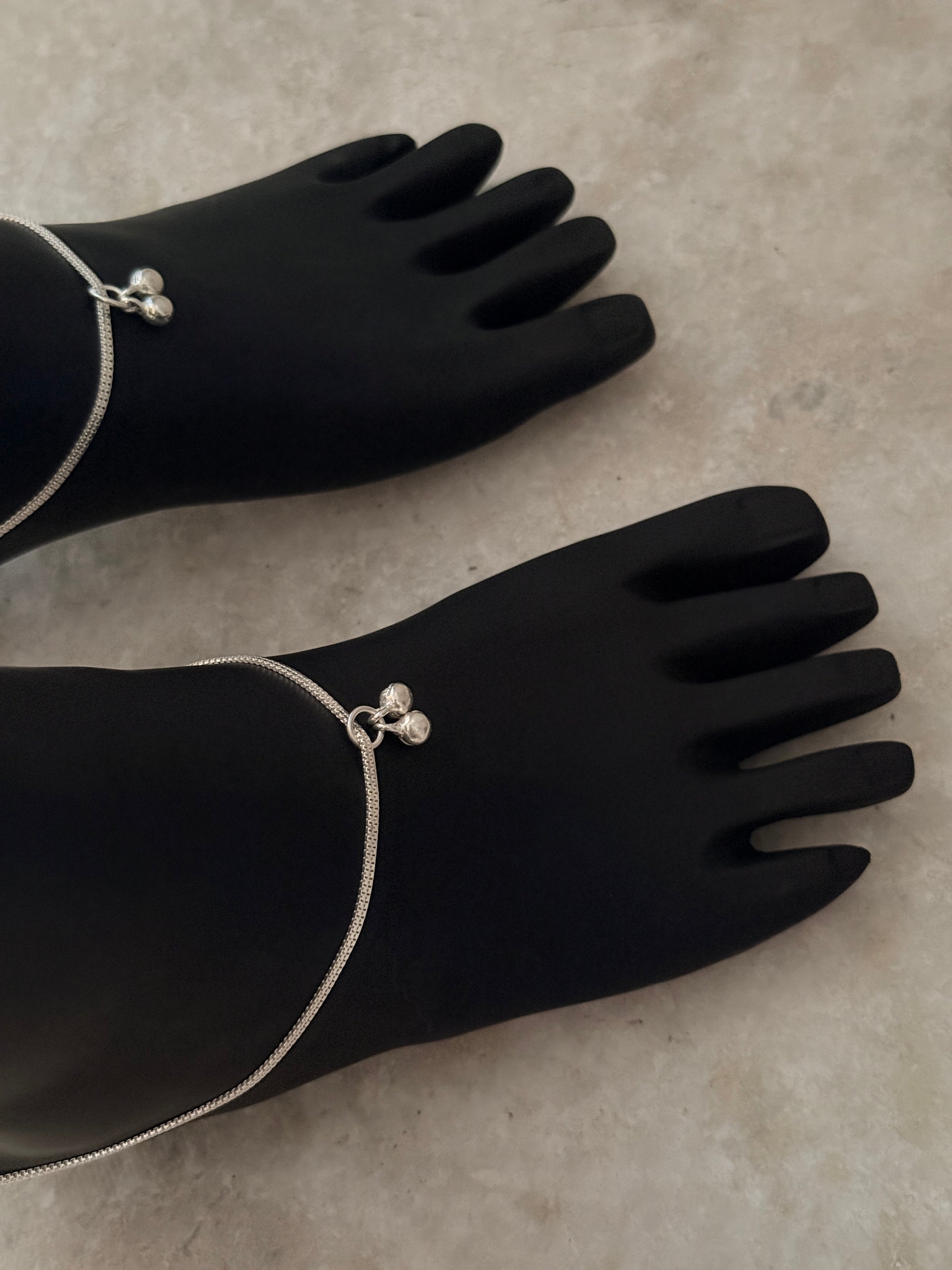 Minimalist sterling silver double box chain anklet 