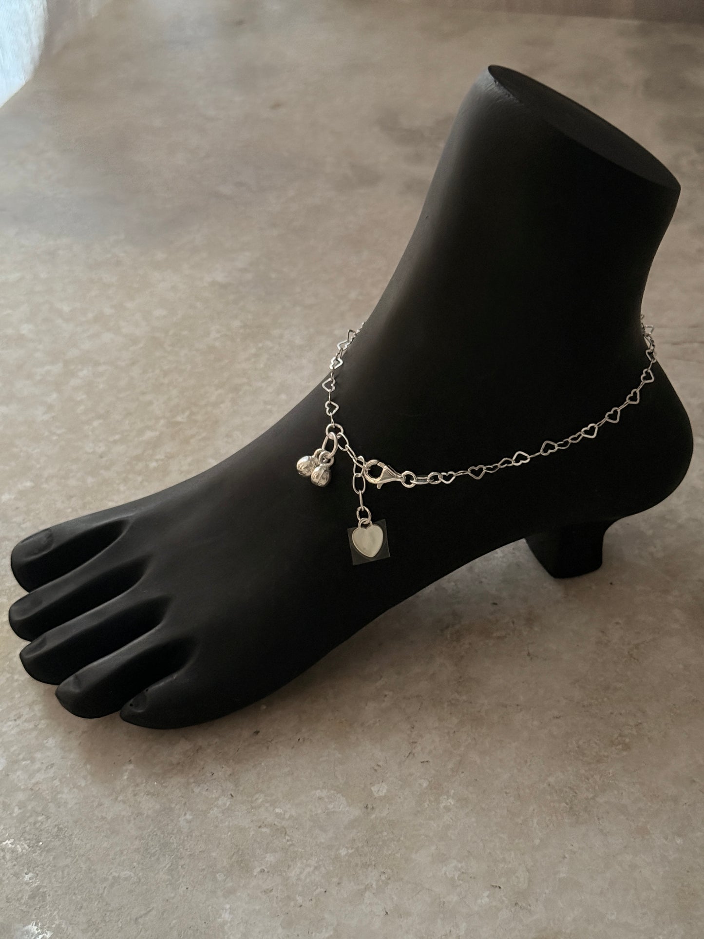 Hearts Link Pure 925 Sterling Silver Anklet  