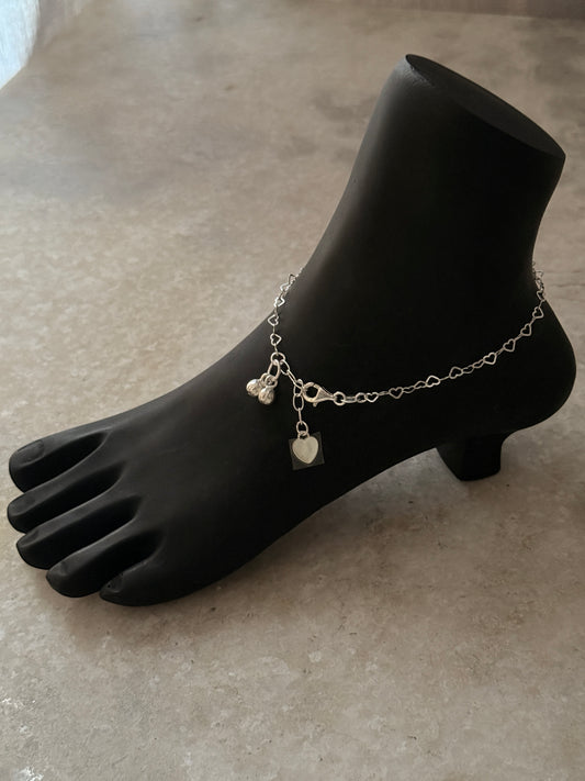 Hearts Link Pure 925 Sterling Silver Anklet  
