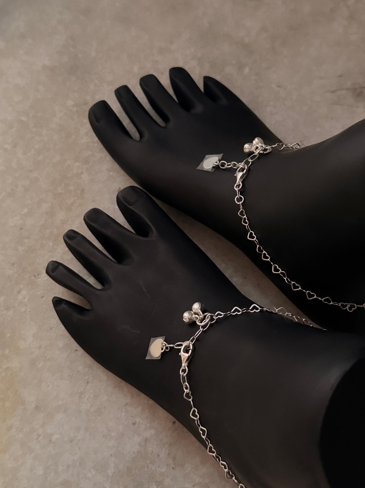 Delicate heart link anklet crafted in pure sterling silver  