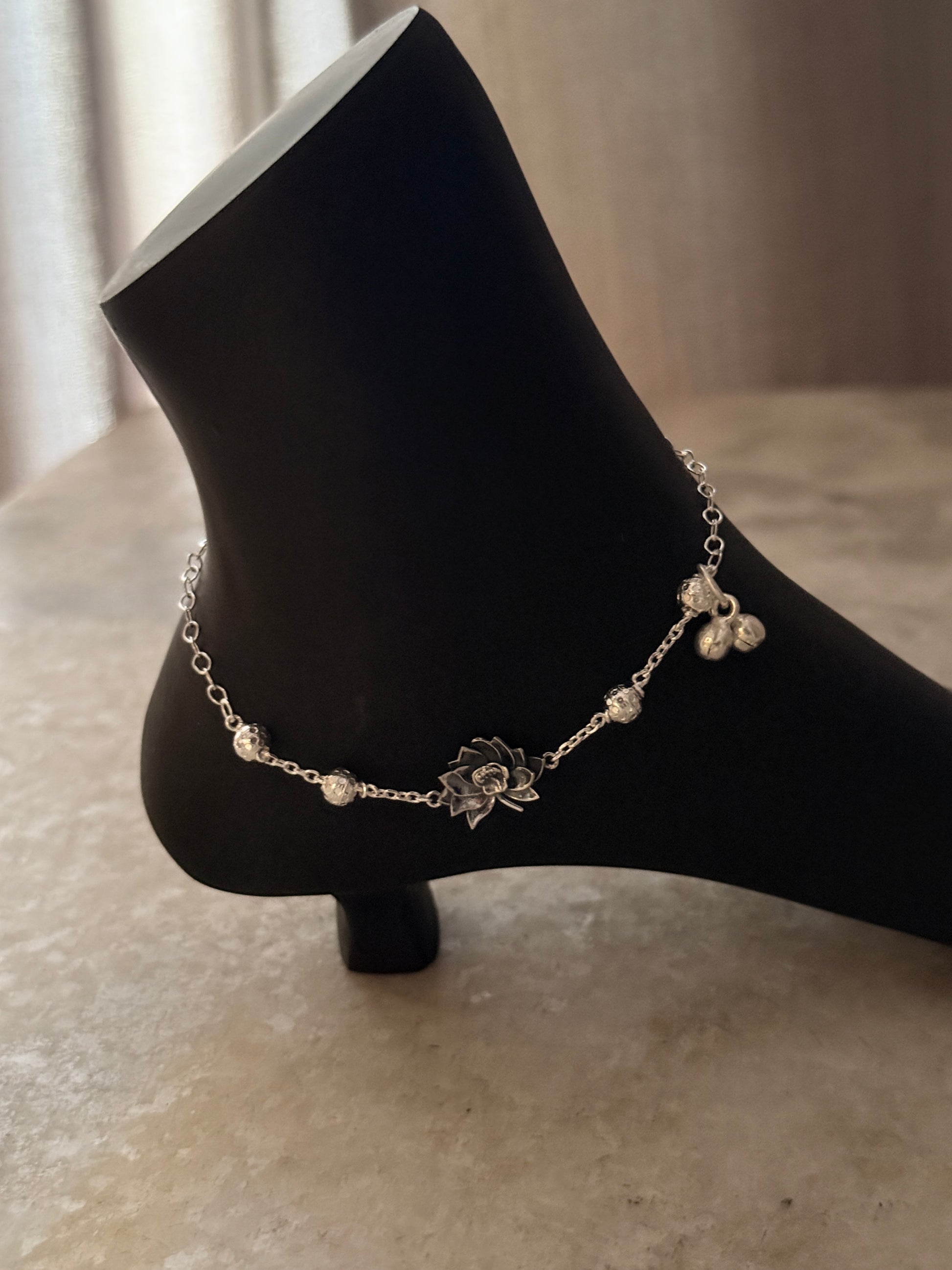 Divine Lotus 925 Sterling Silver Anklet  