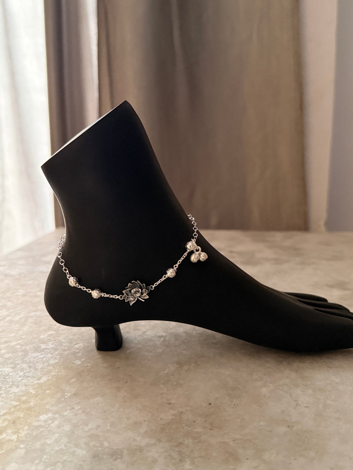 Divine Lotus 925 Sterling Silver Anklet  
