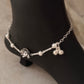 Handcrafted 925 silver lotus charm anklet for women