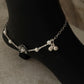 Spiritual lotus flower anklet in pure sterling silver