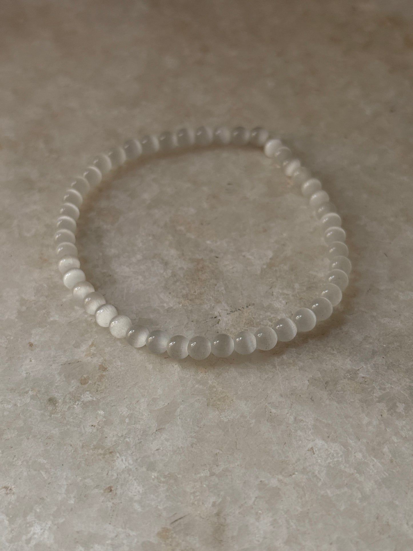 Polished Selenite Crystal Bracelet for calm and clarity  