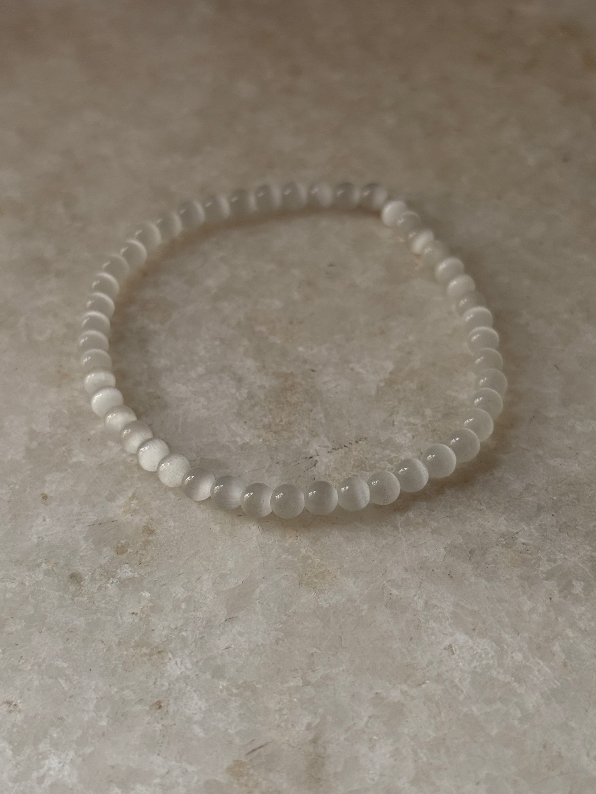 Polished Selenite Crystal Bracelet for calm and clarity  