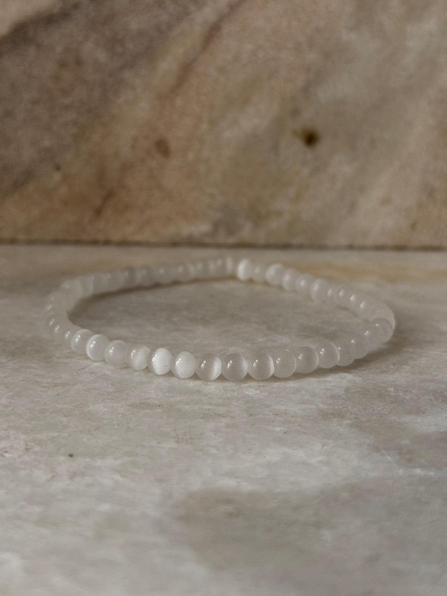 Selenite Natural Crystal Bracelet 4MM for energy cleansing  