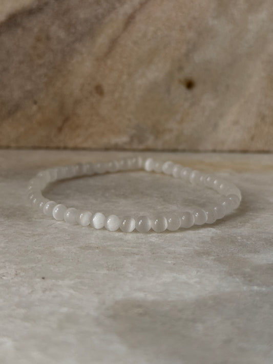 Selenite Natural Crystal Bracelet 4MM for energy cleansing  