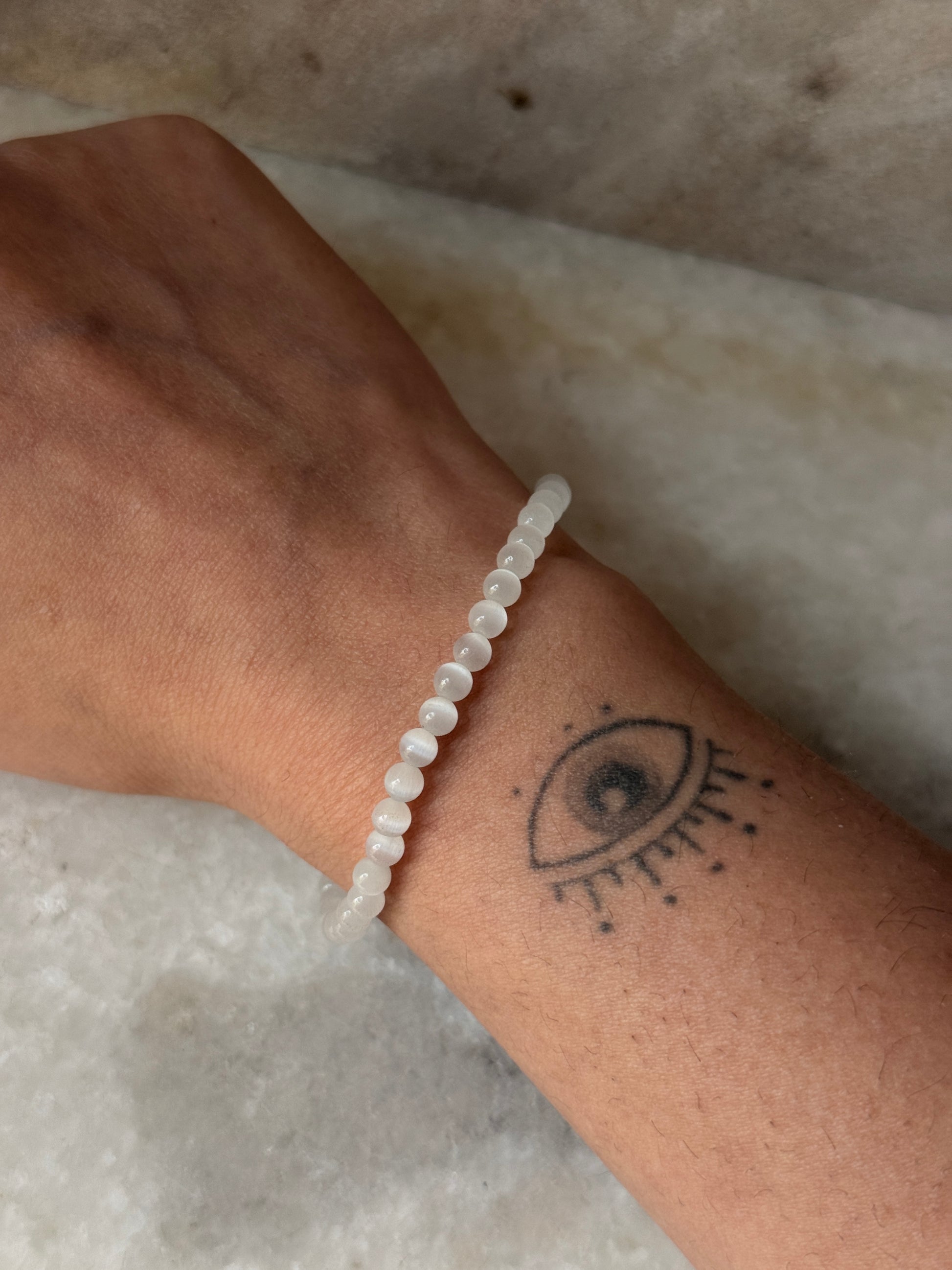 White Selenite Natural Gemstone Bracelet for positivity