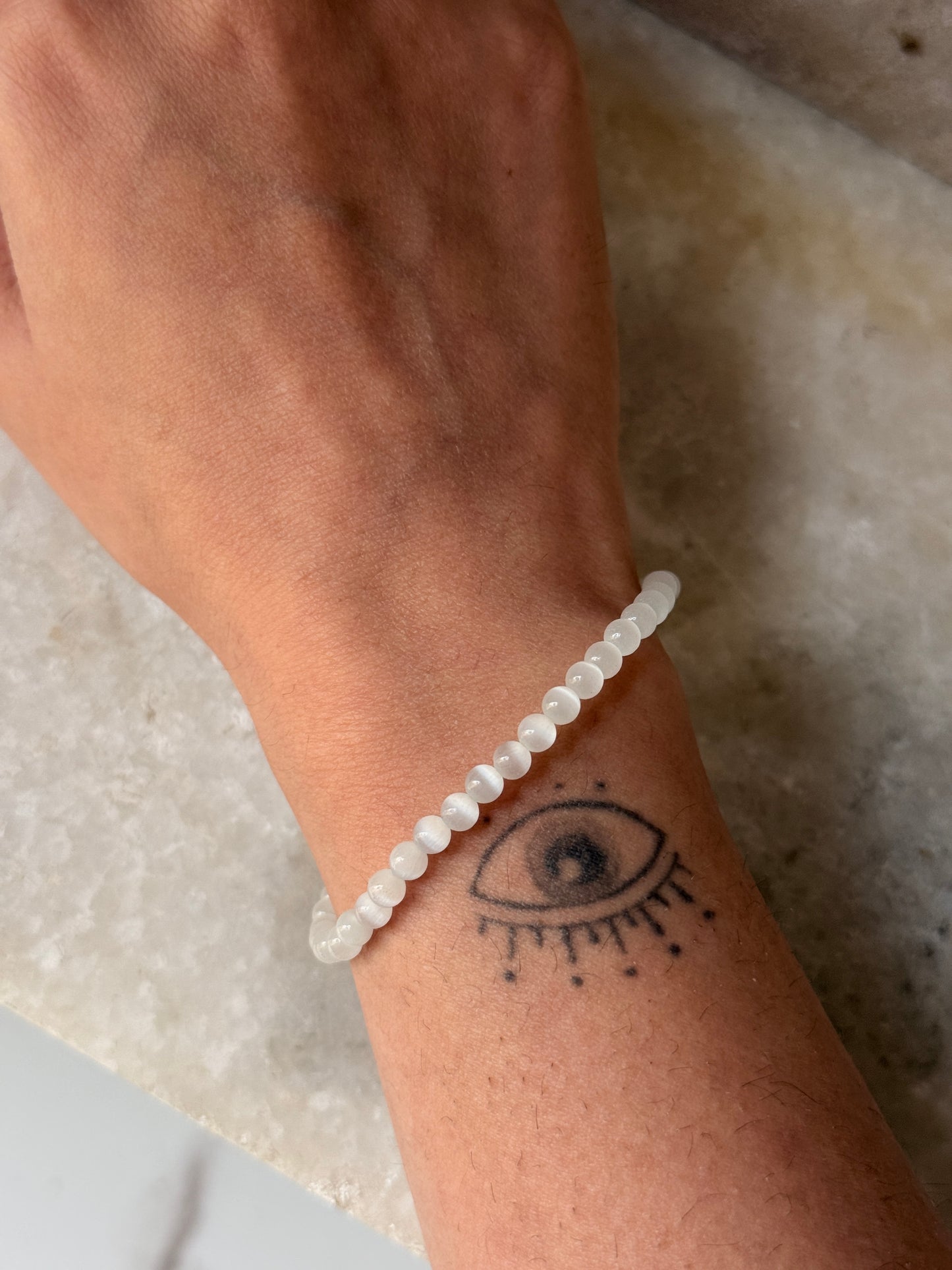 4MM Selenite Healing Crystal Beaded Bracelet  