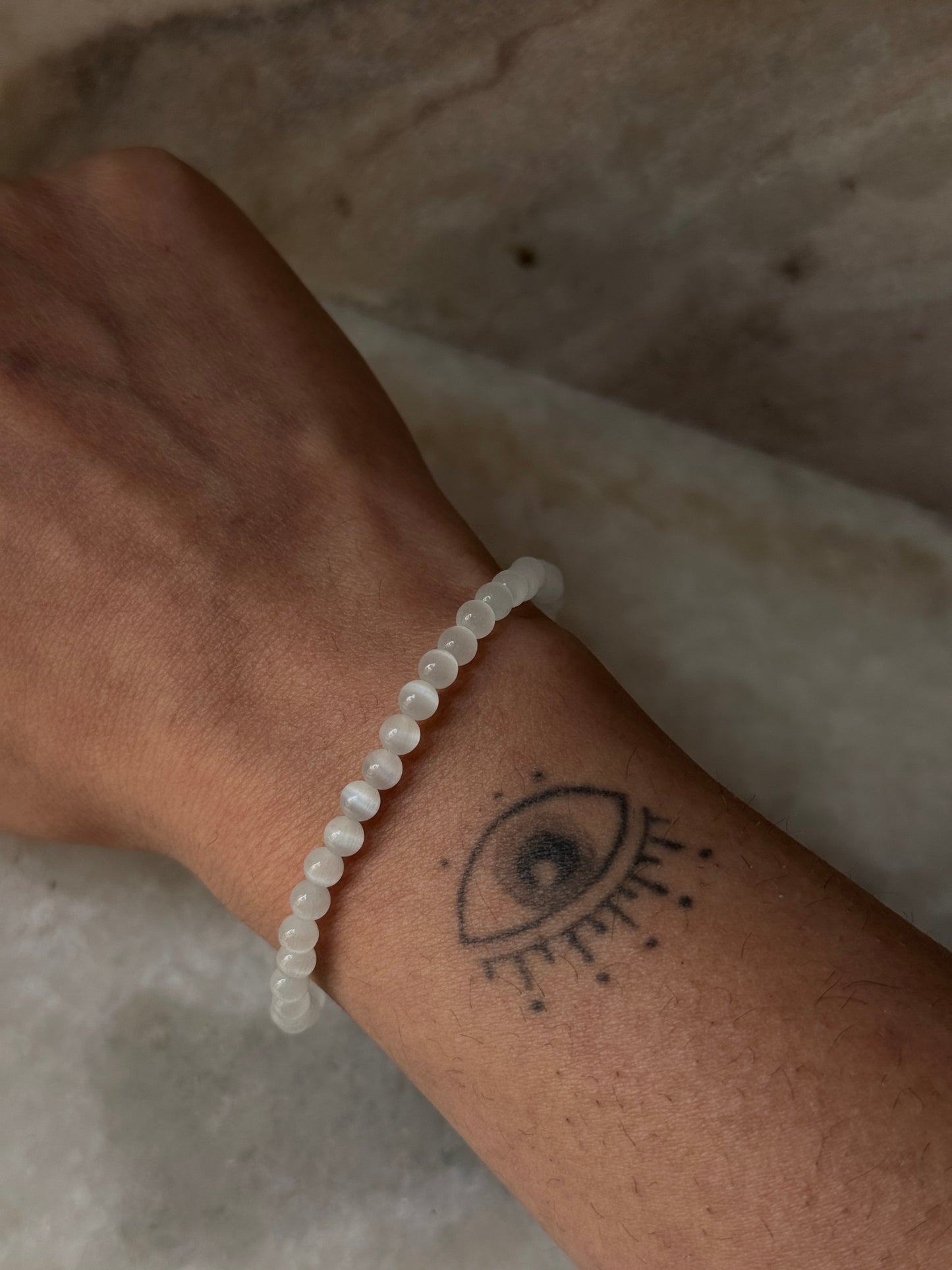Handmade 4MM Selenite Stone Bracelet for spiritual healing  