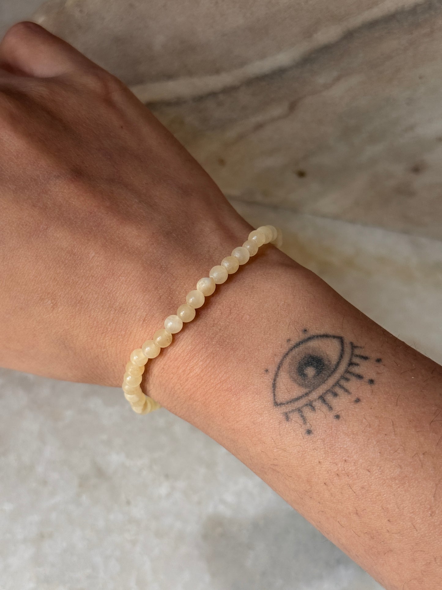 4MM Yellow Calcite Healing Crystal Beaded Bracelet