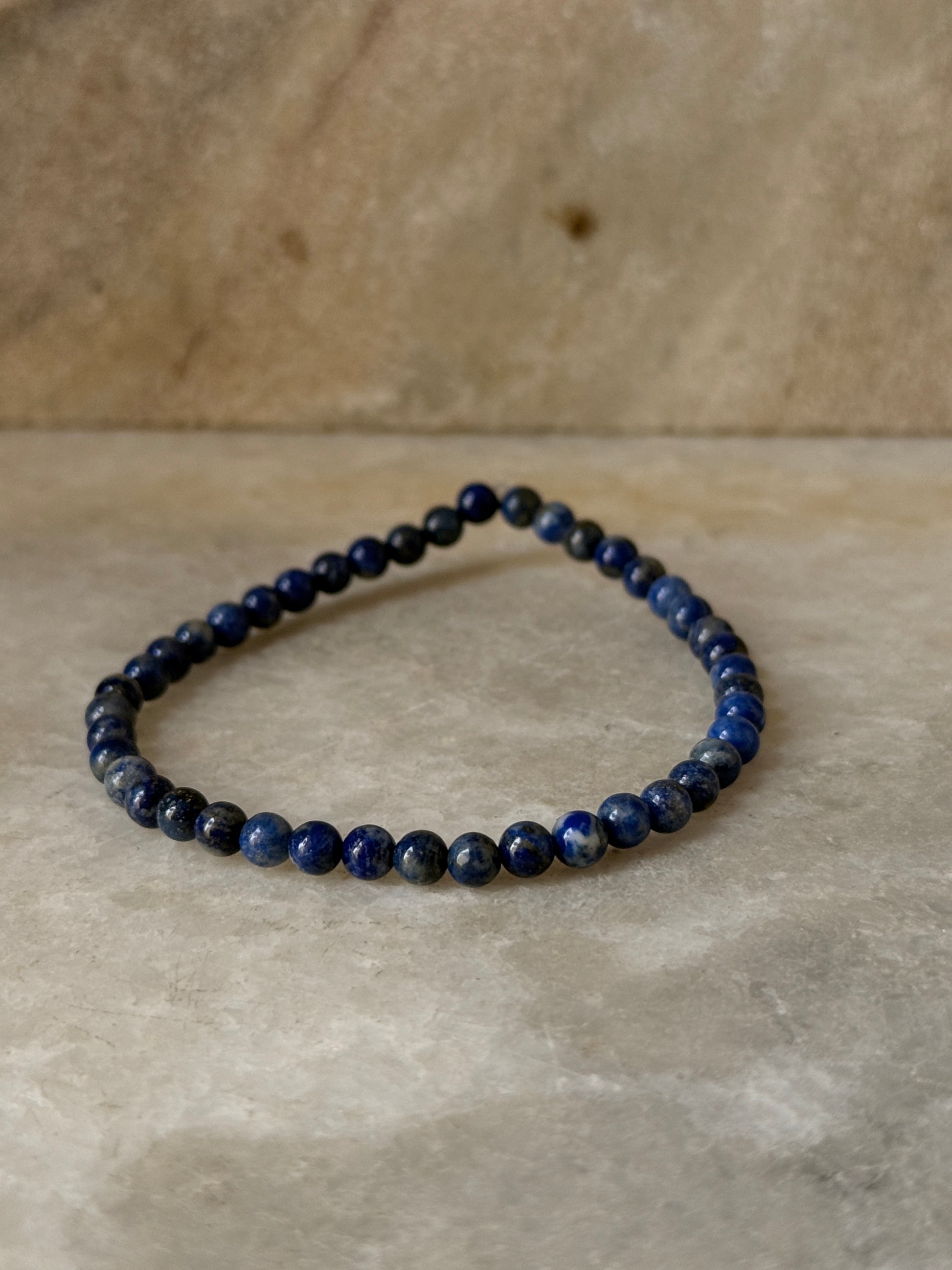 Handmade 4MM Lapis Lazuli Stone Bracelet for intuition  