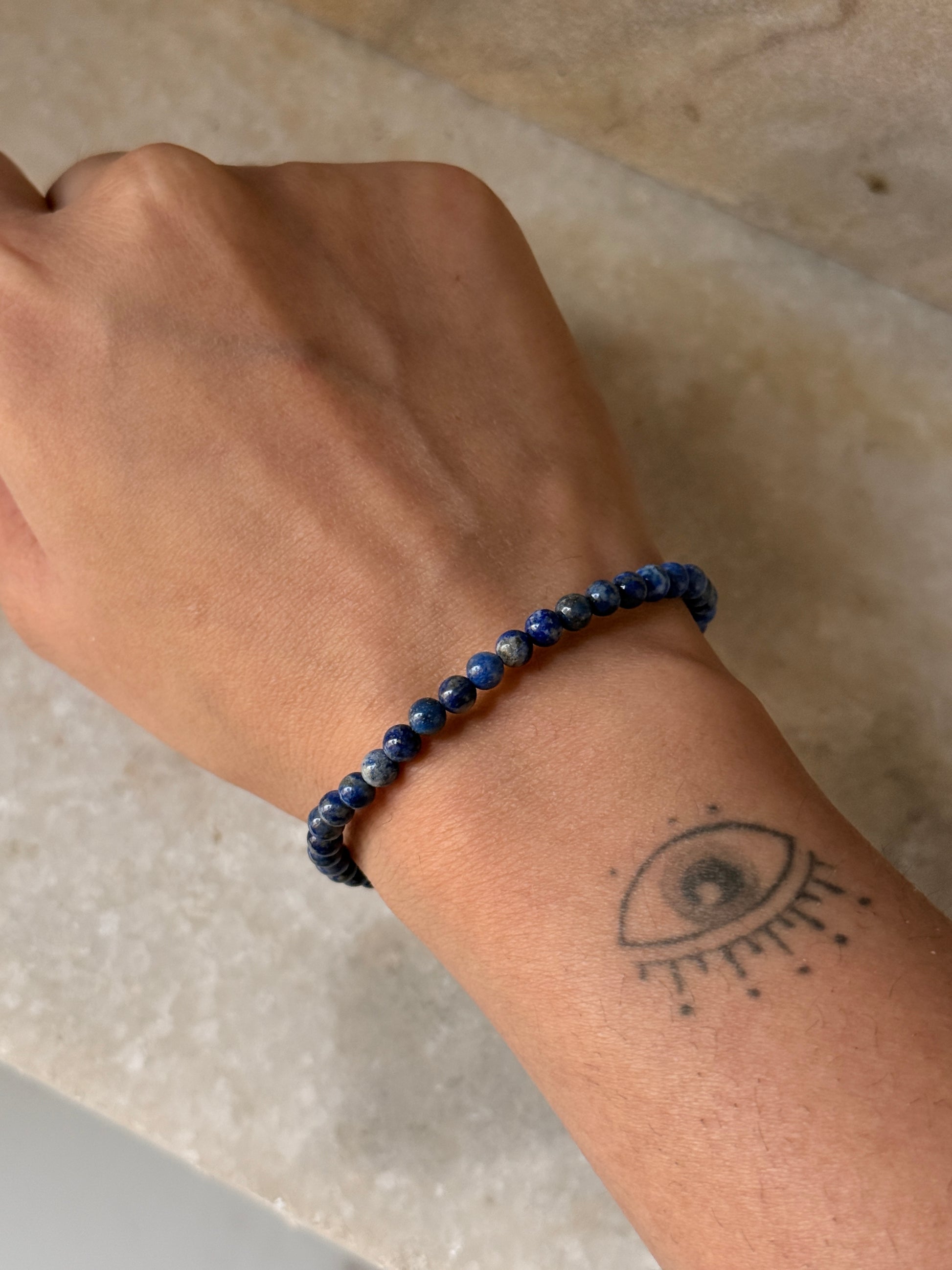 Polished Lapis Lazuli Crystal Bracelet for inner peace  