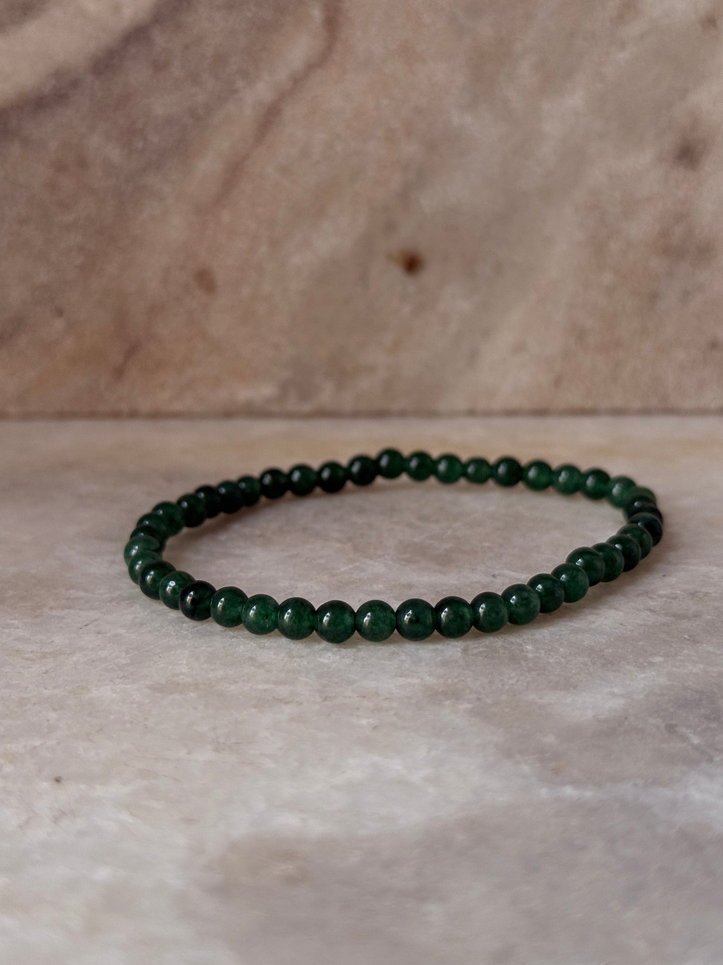 Green Aventurine Dark Natural Crystal Bracelet 4MM for luck  