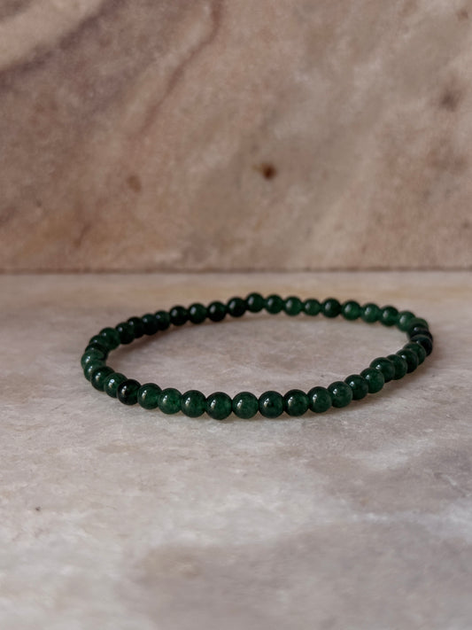 Green Aventurine Dark Natural Crystal Bracelet 4MM for luck  
