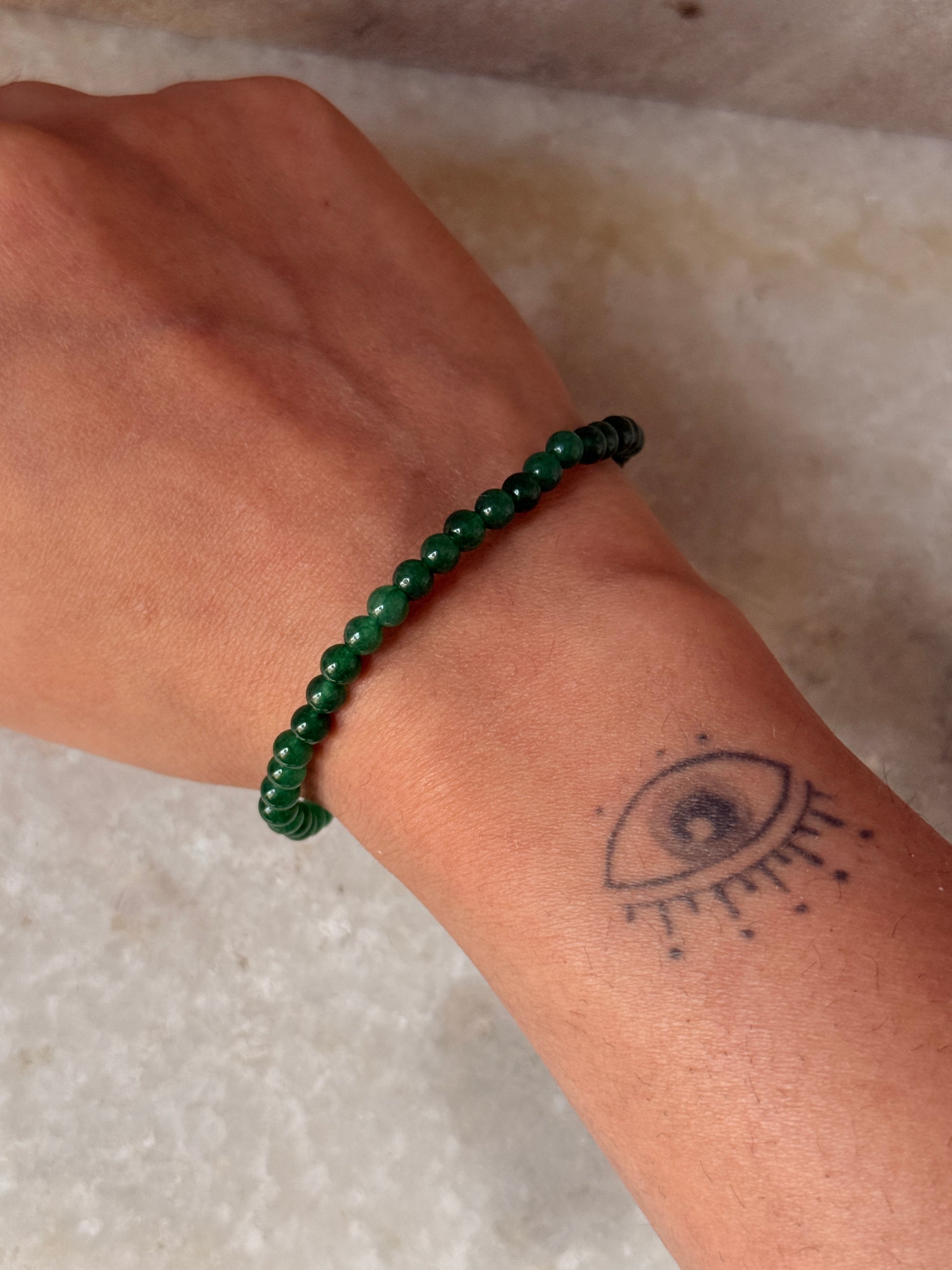 4MM Dark Green Aventurine Healing Crystal Beaded Bracelet