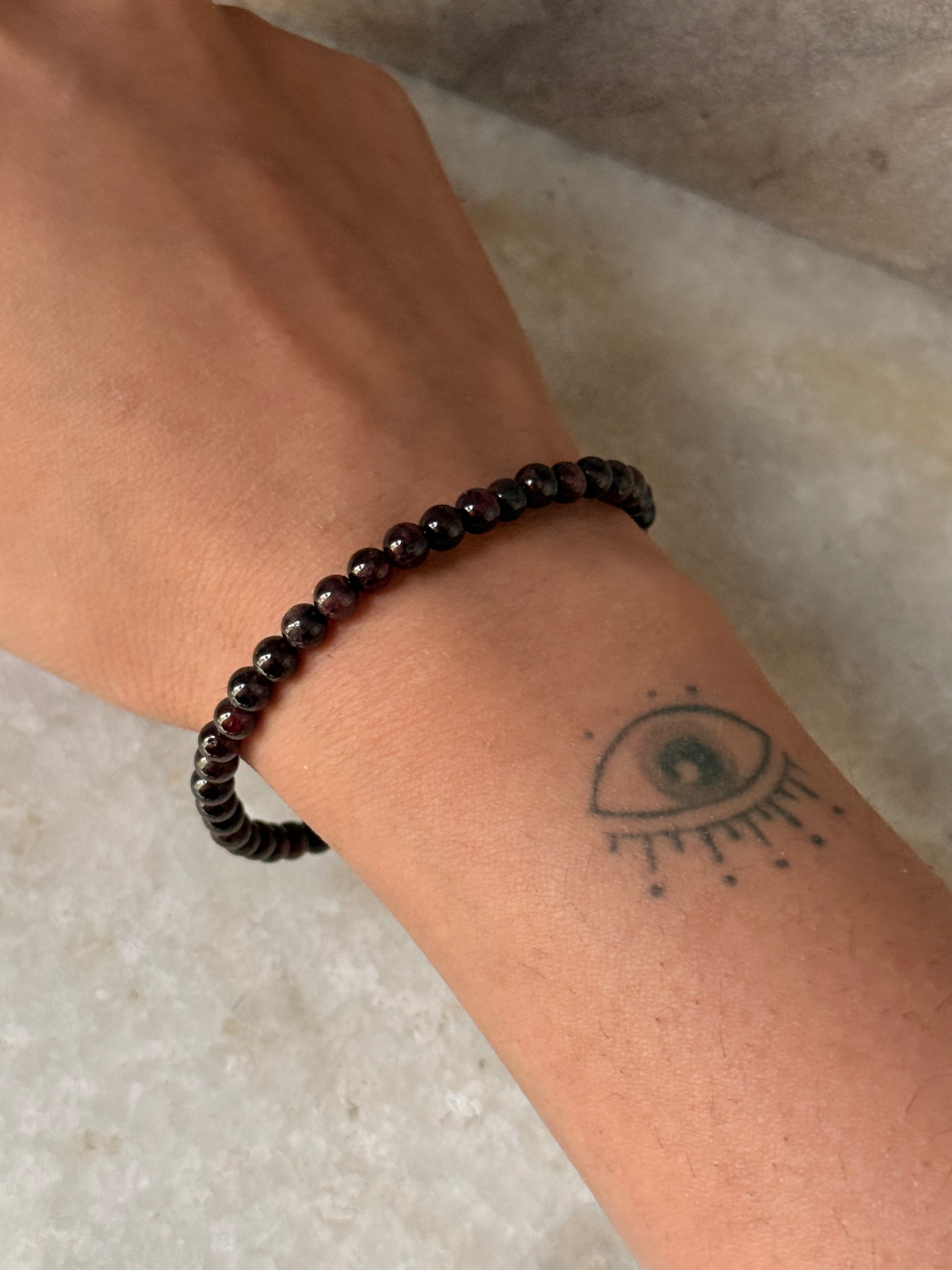 Garnet Beaded Bracelet for grounding and courage