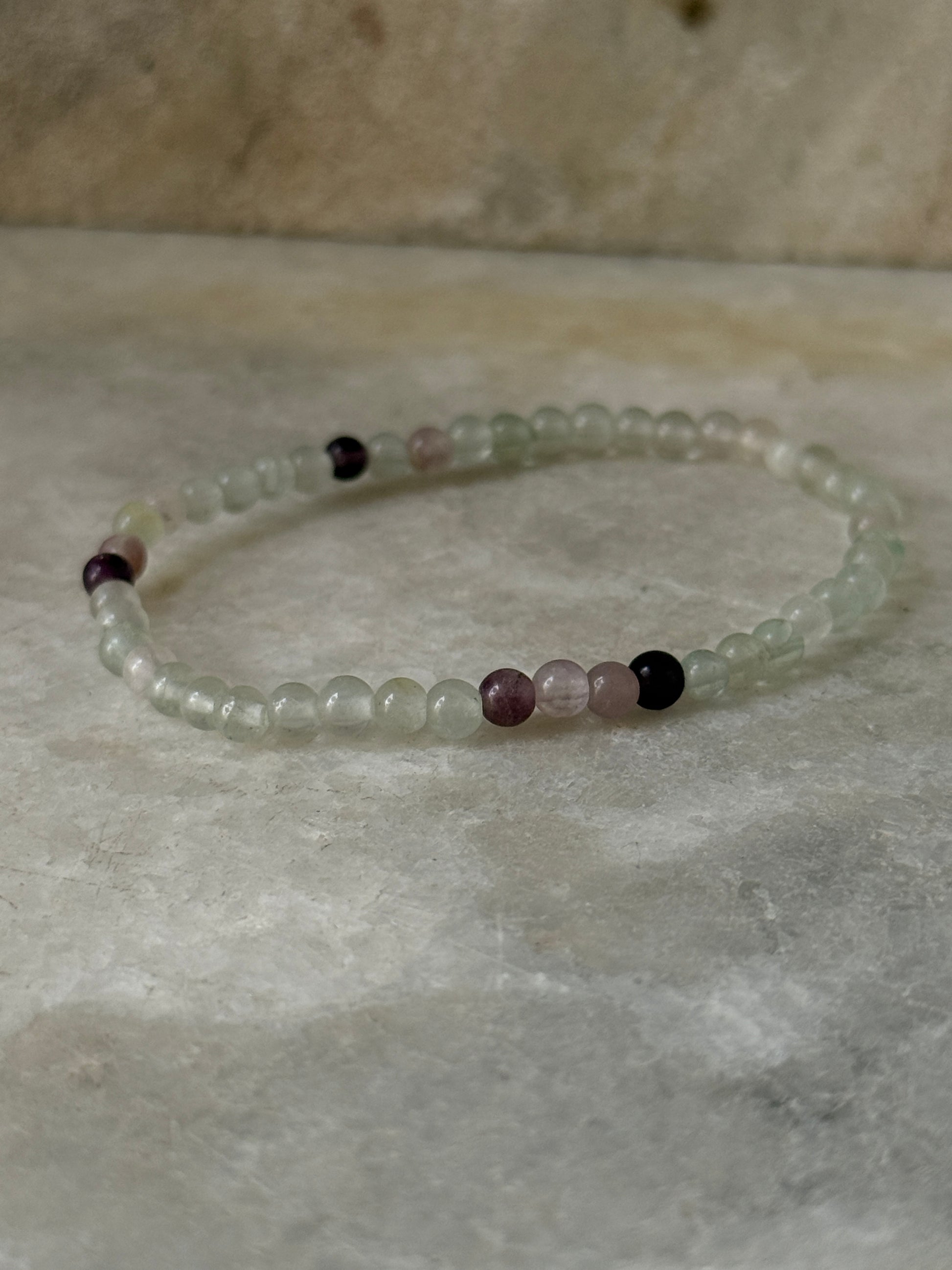 Fluorite Natural Crystal Bracelet 4MM for focus and clarity  