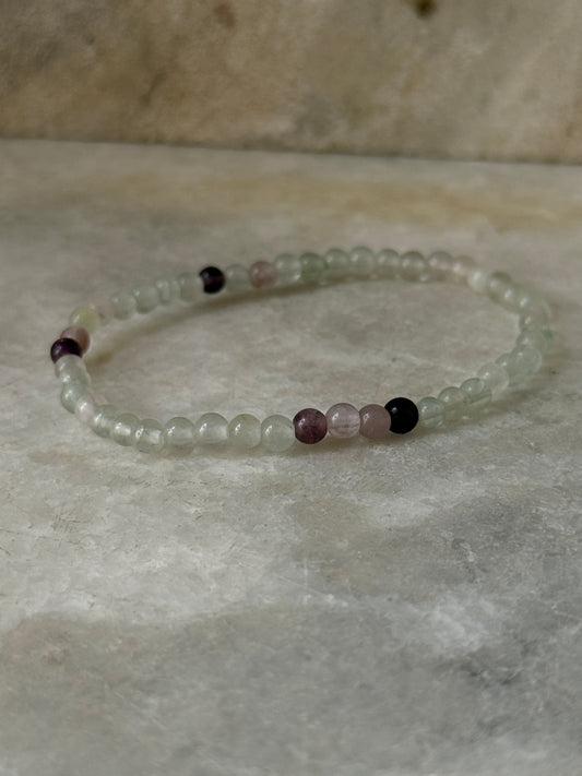 Fluorite Natural Crystal Bracelet 4MM for focus and clarity  