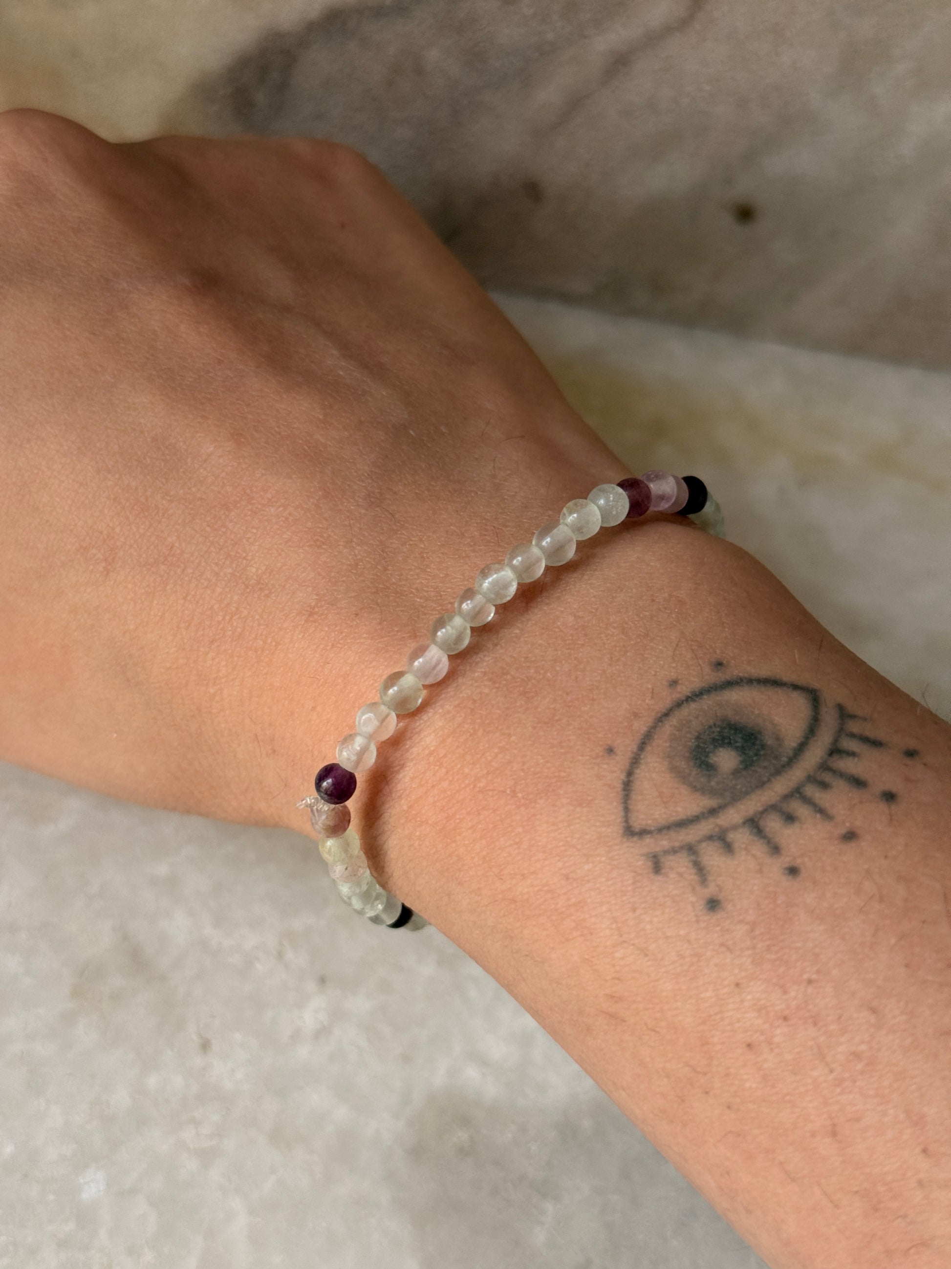 Rainbow Fluorite Natural Gemstone Bracelet for balance  